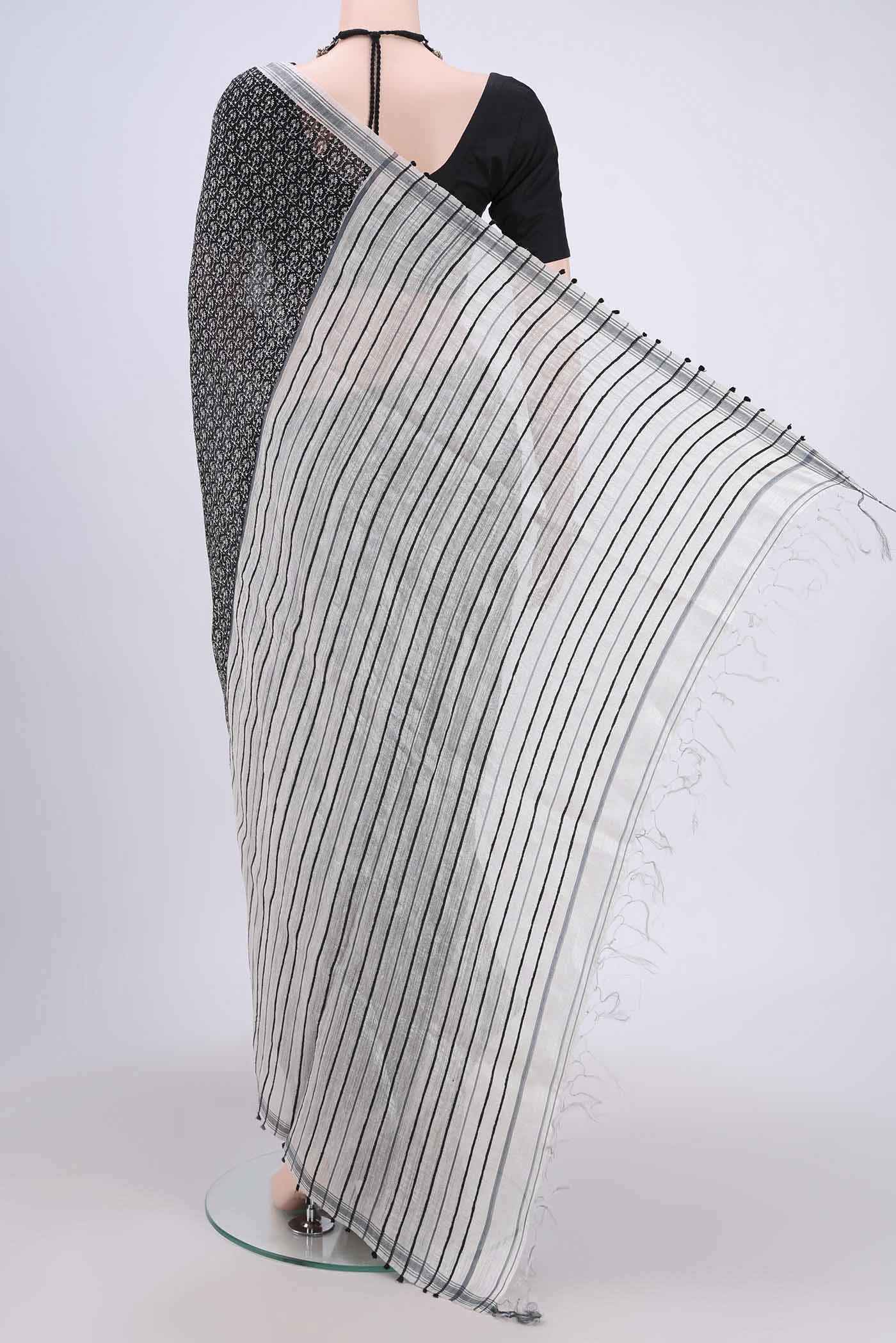 Black Tussar Silk Saree - Image 3