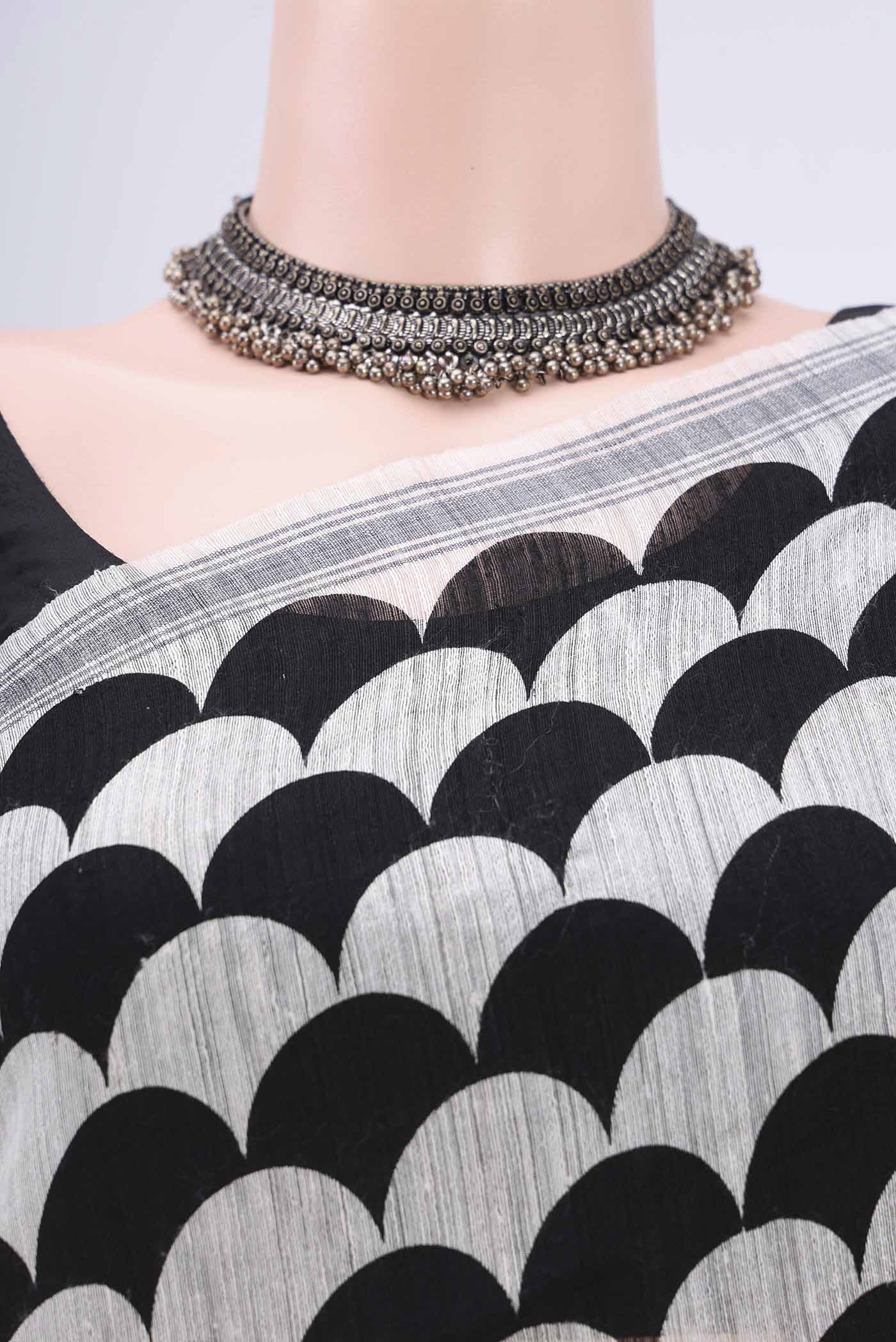 Black Tussar Silk Saree - Image 2