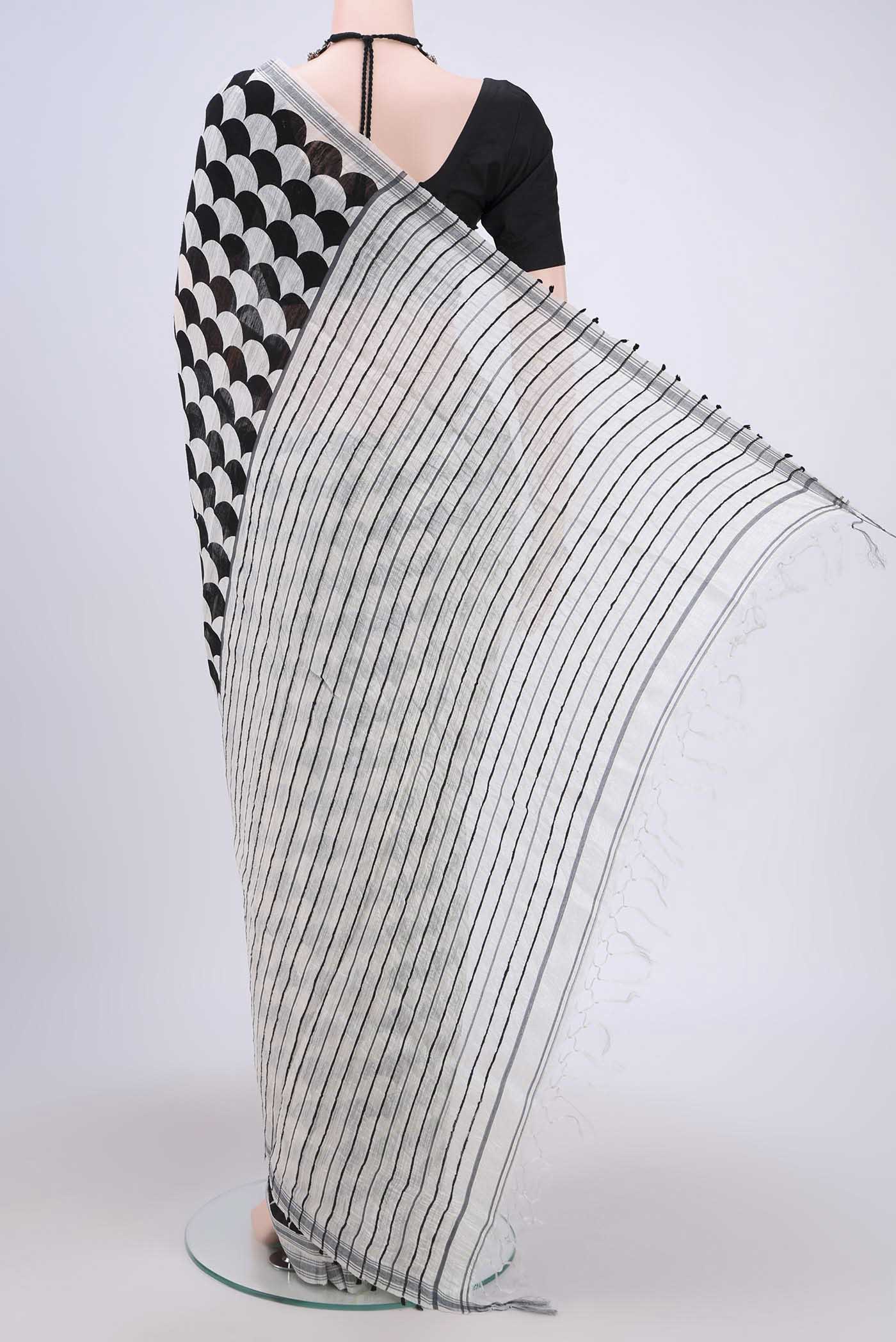 Black Tussar Silk Saree - Image 3
