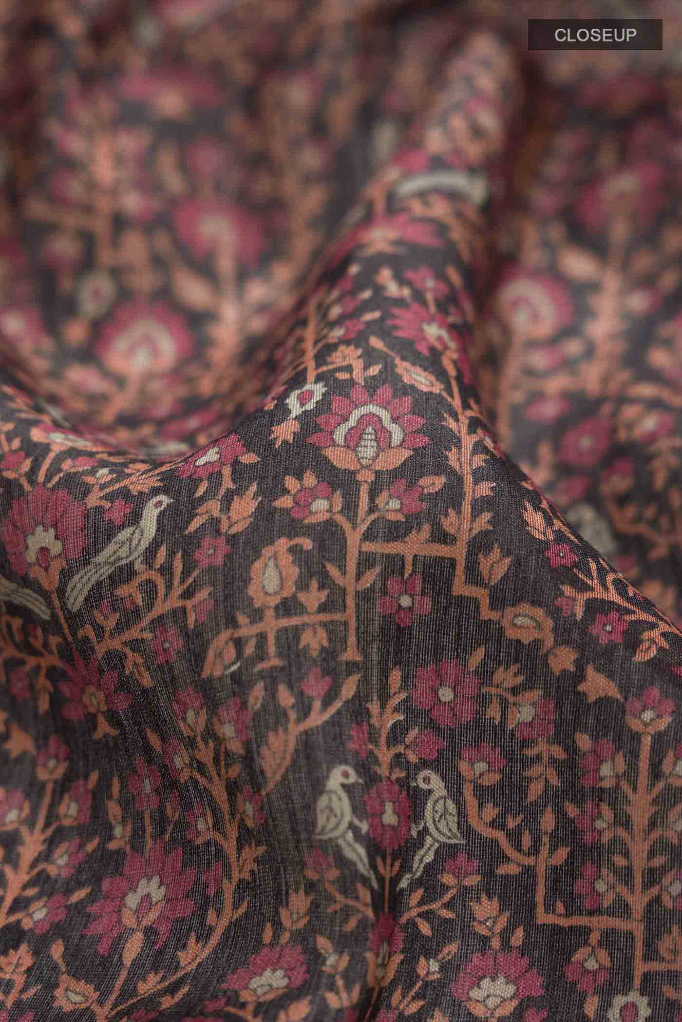 Black Tussar Silk Saree - Image 2