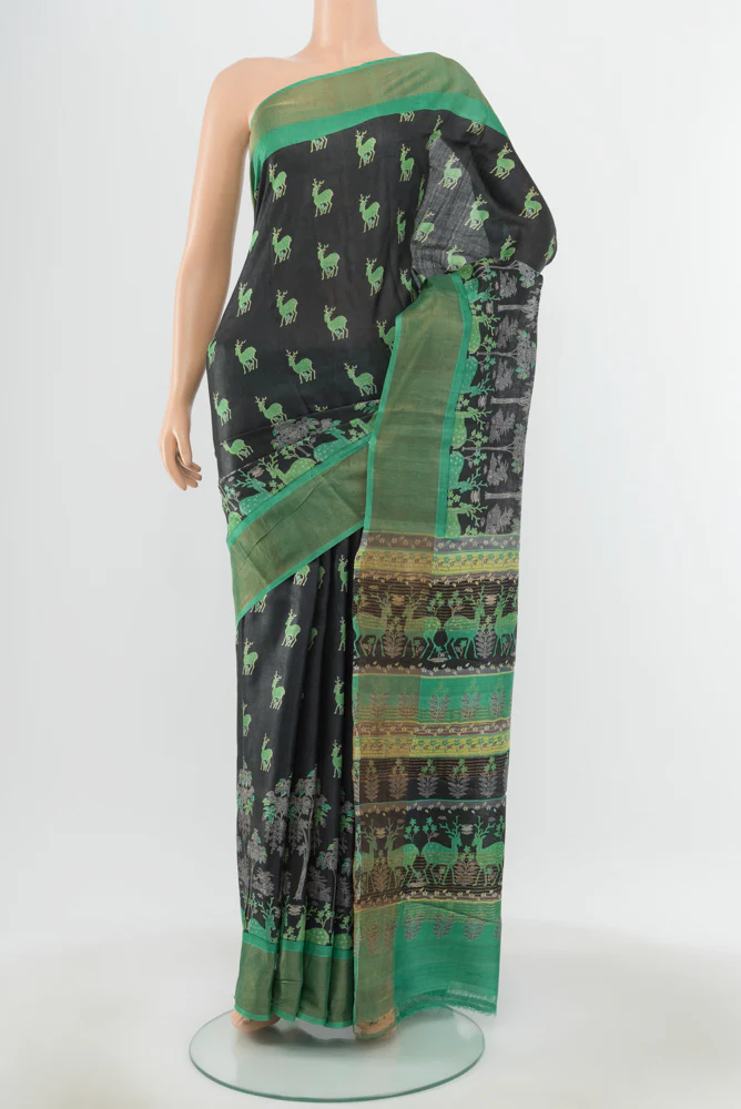 Black Tussar Silk Saree