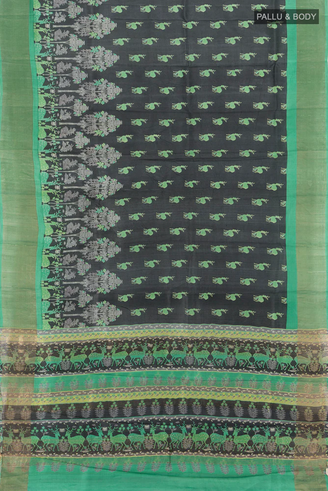 Black Tussar Silk Saree - Image 4