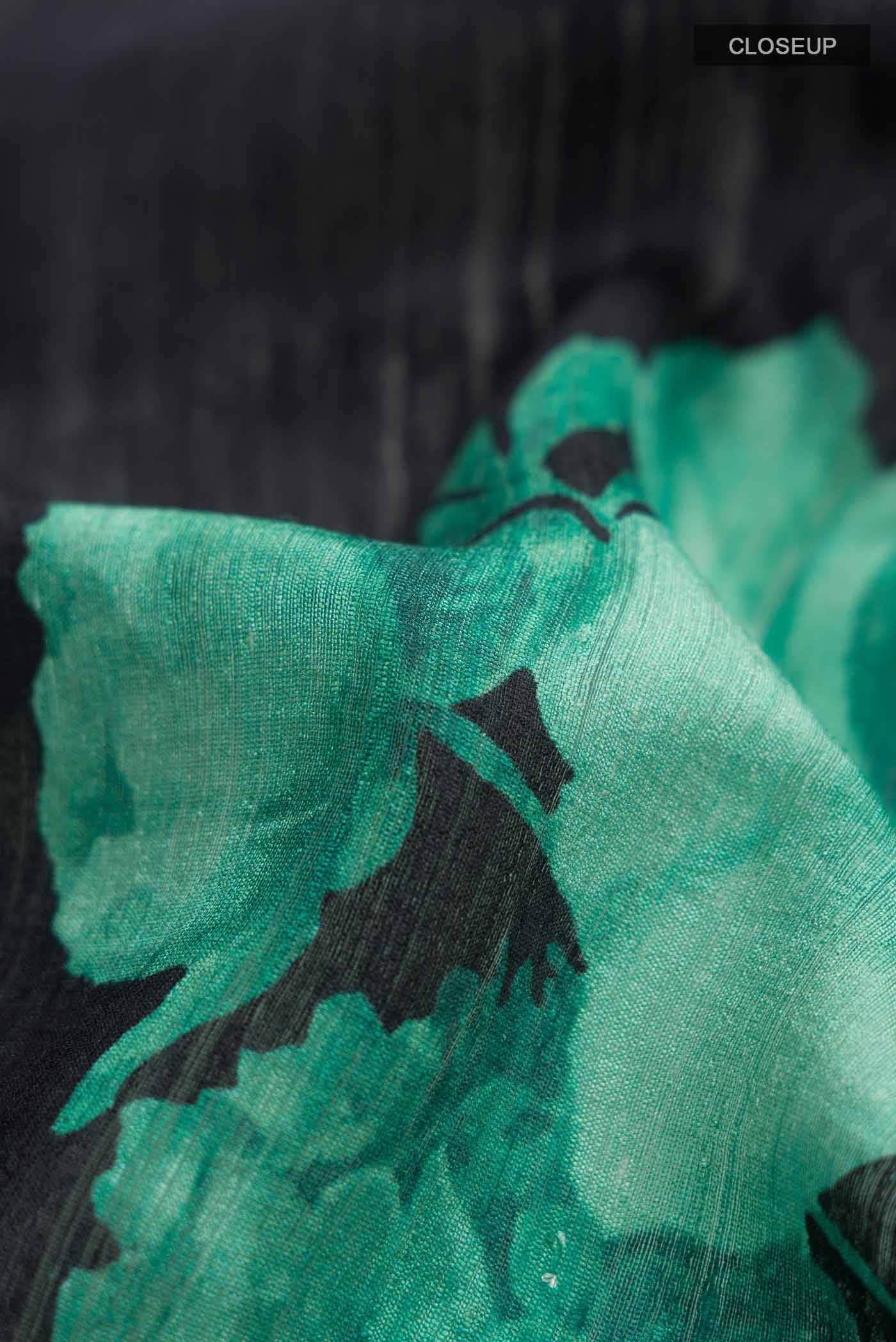 Black Tussar Silk Saree - Image 2