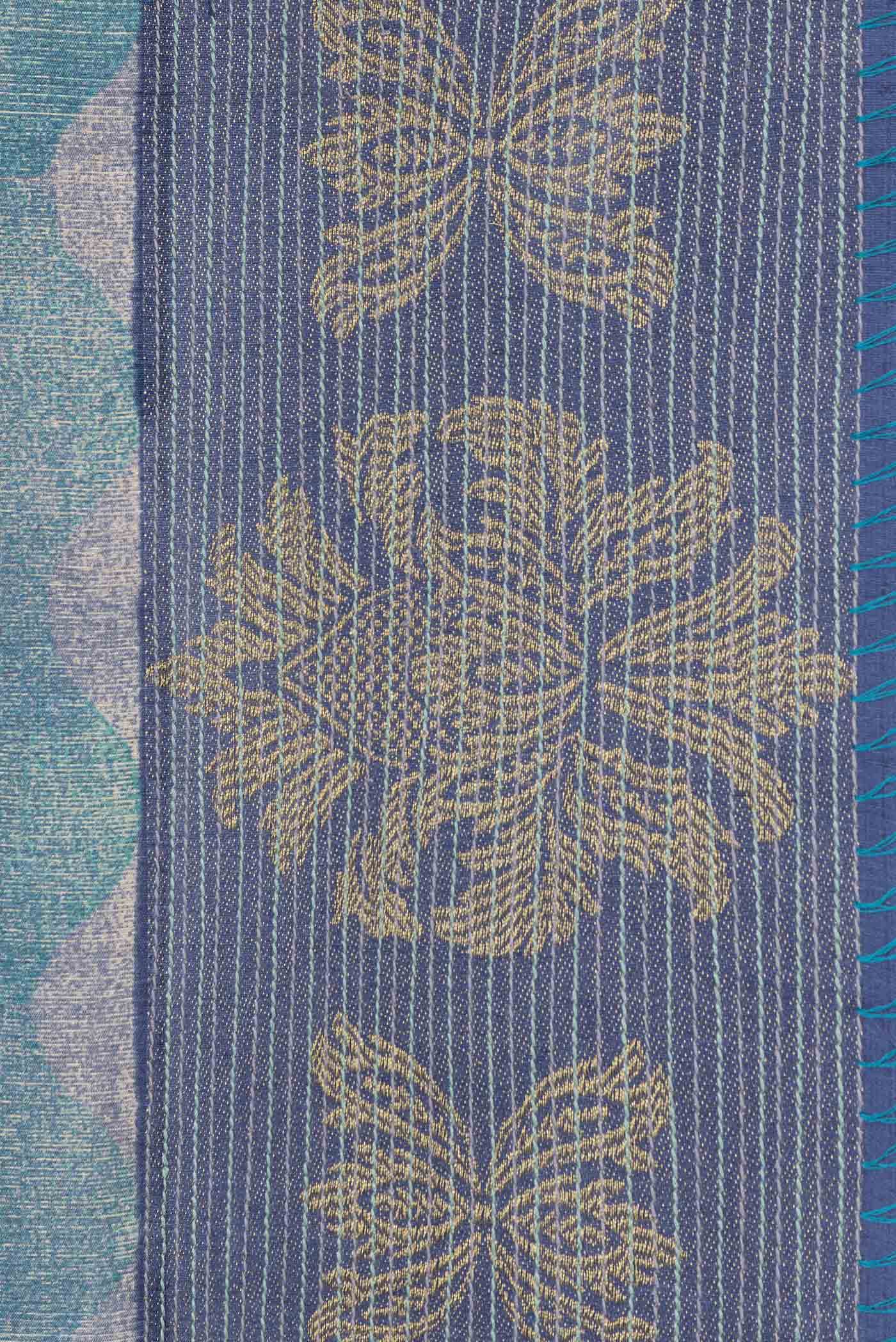 Blue Tussar Silk Saree - Image 3