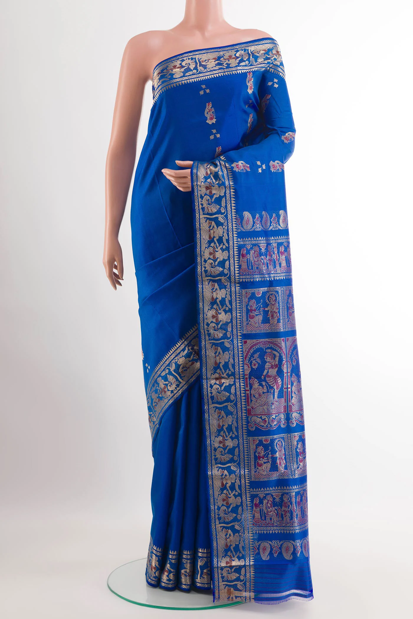 Royal Blue Baluchari Silk Saree