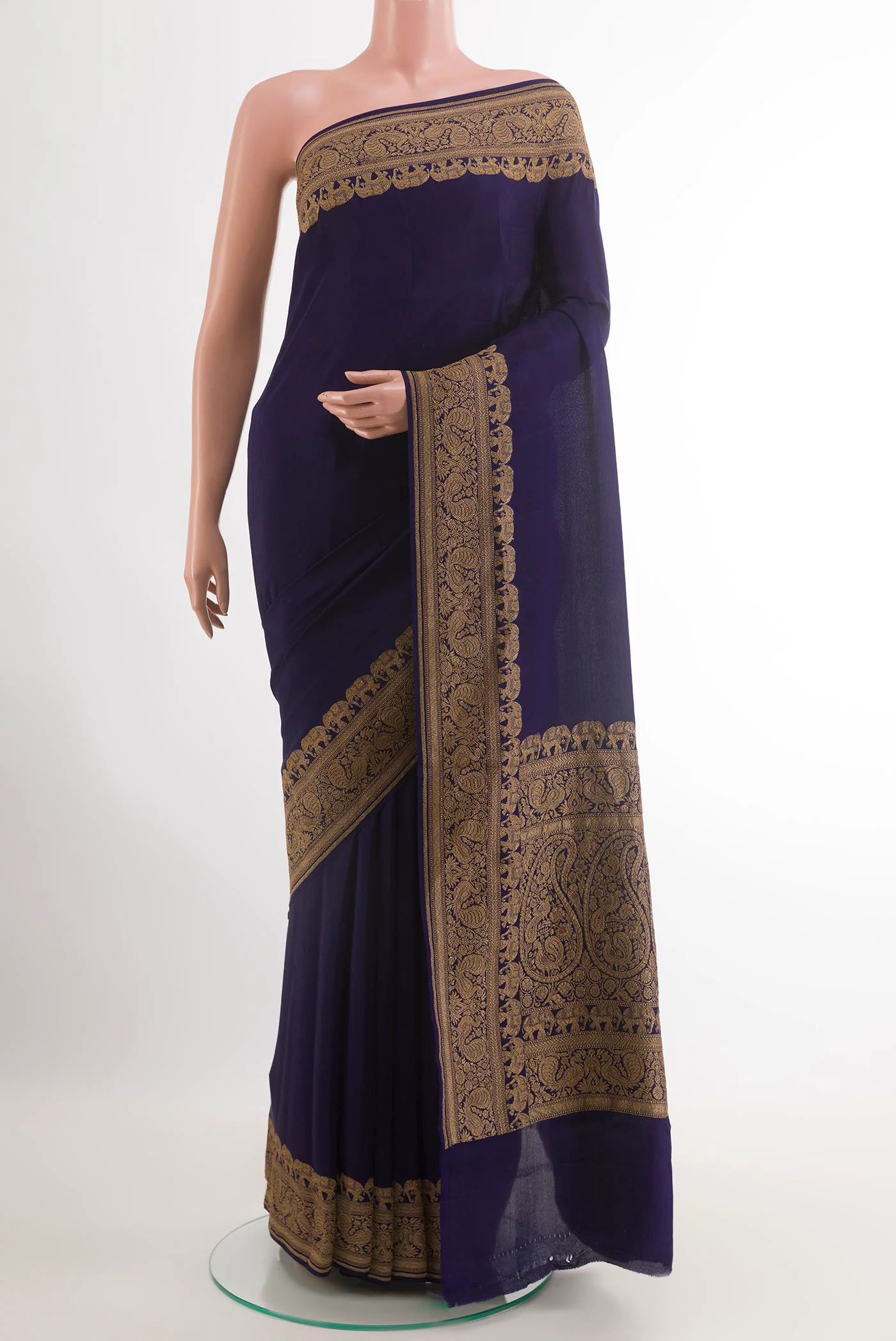 Navy Blue Banarasi Georgette Saree