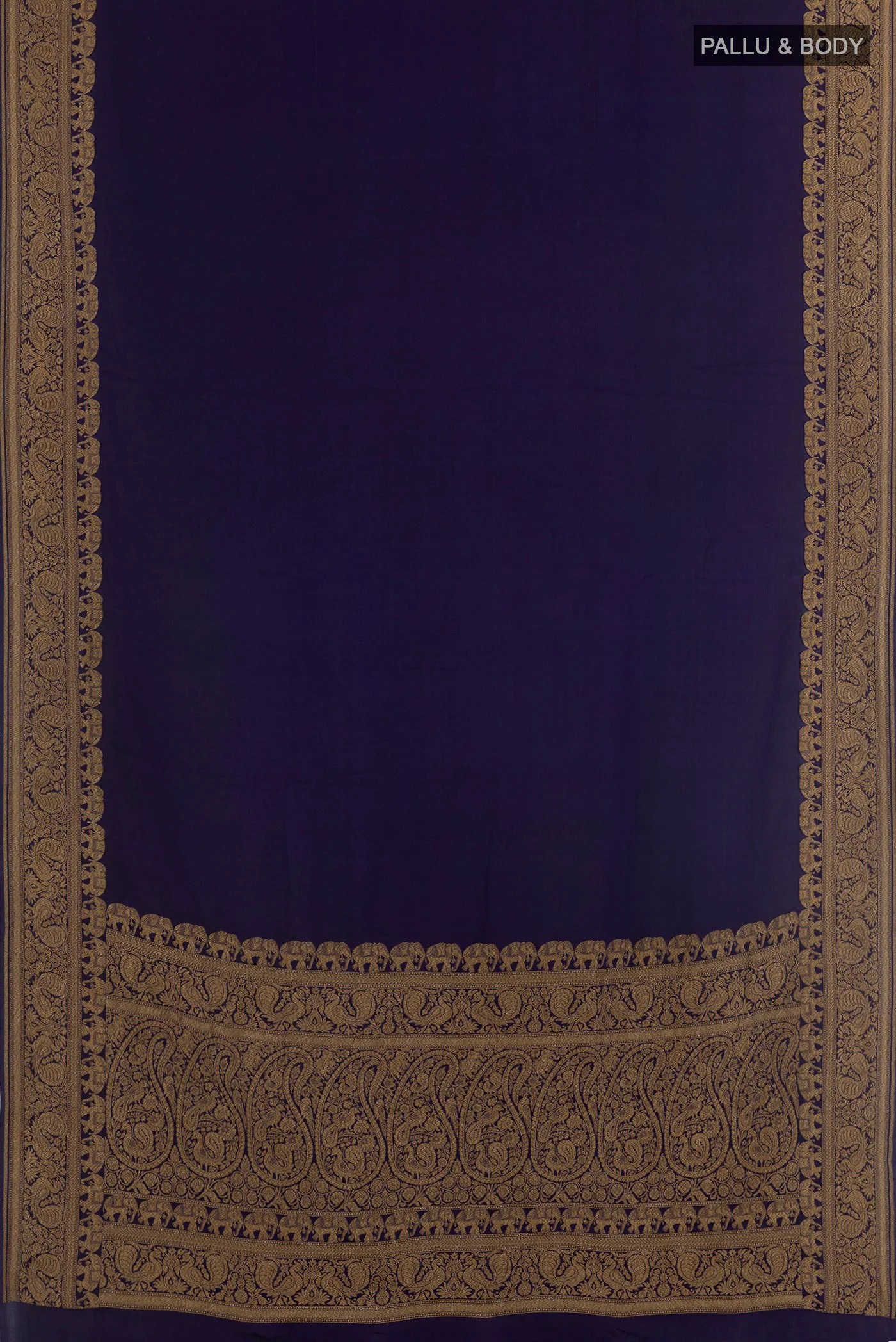 Navy Blue Banarasi Georgette Saree - Image 3