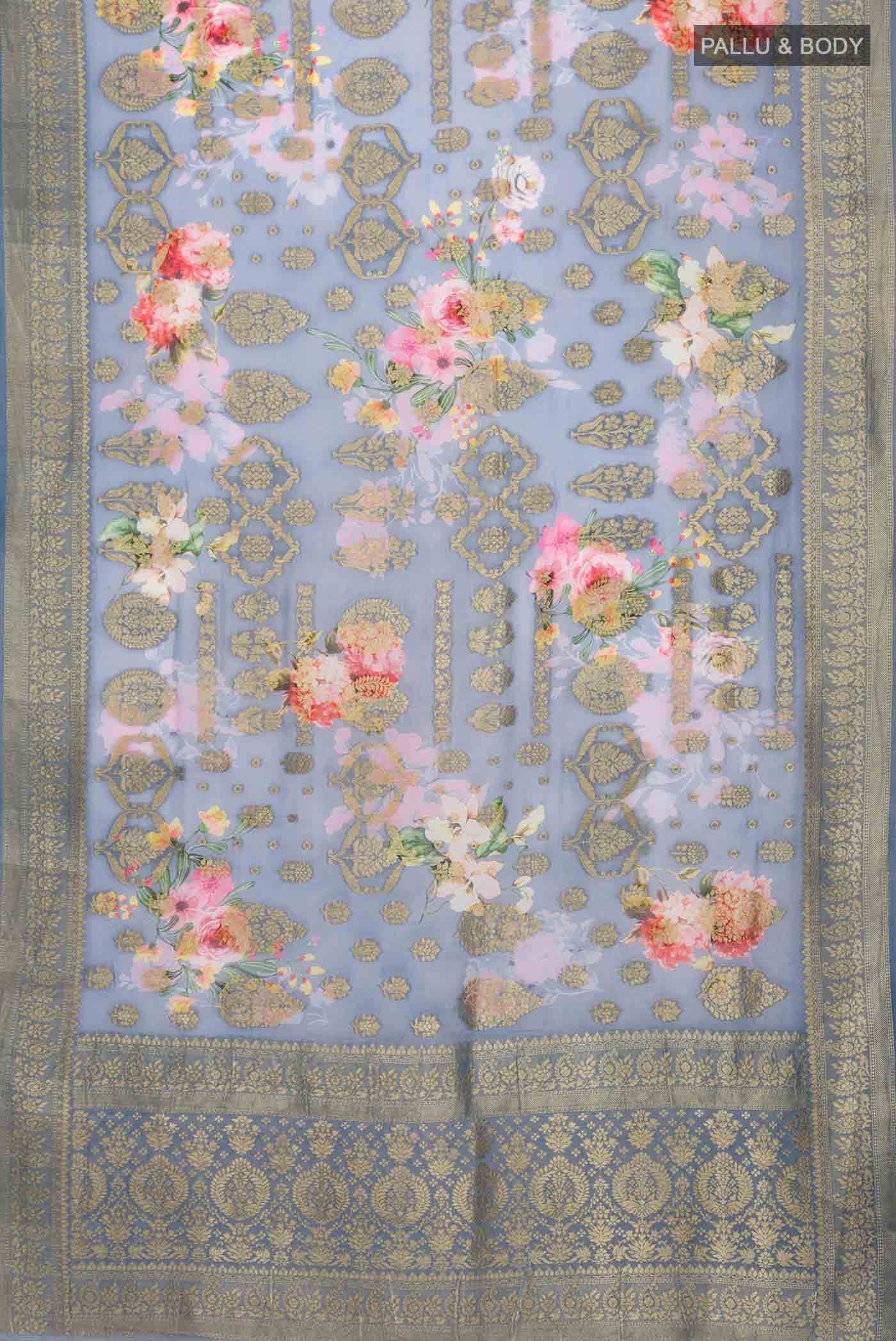 Blue Banarasi Georgette Saree - Image 3