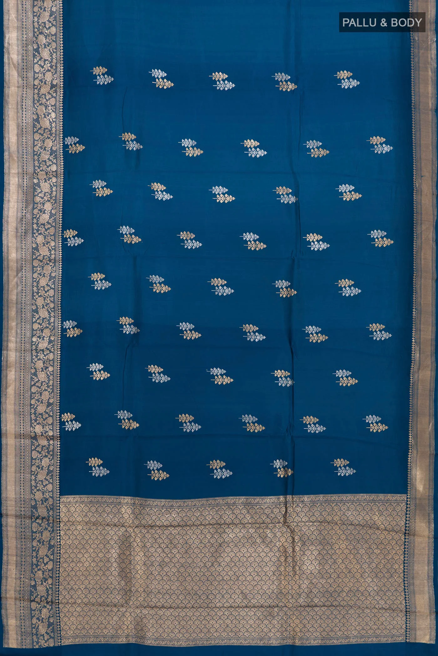 Blue Banarasi Katan Silk Saree - Image 5