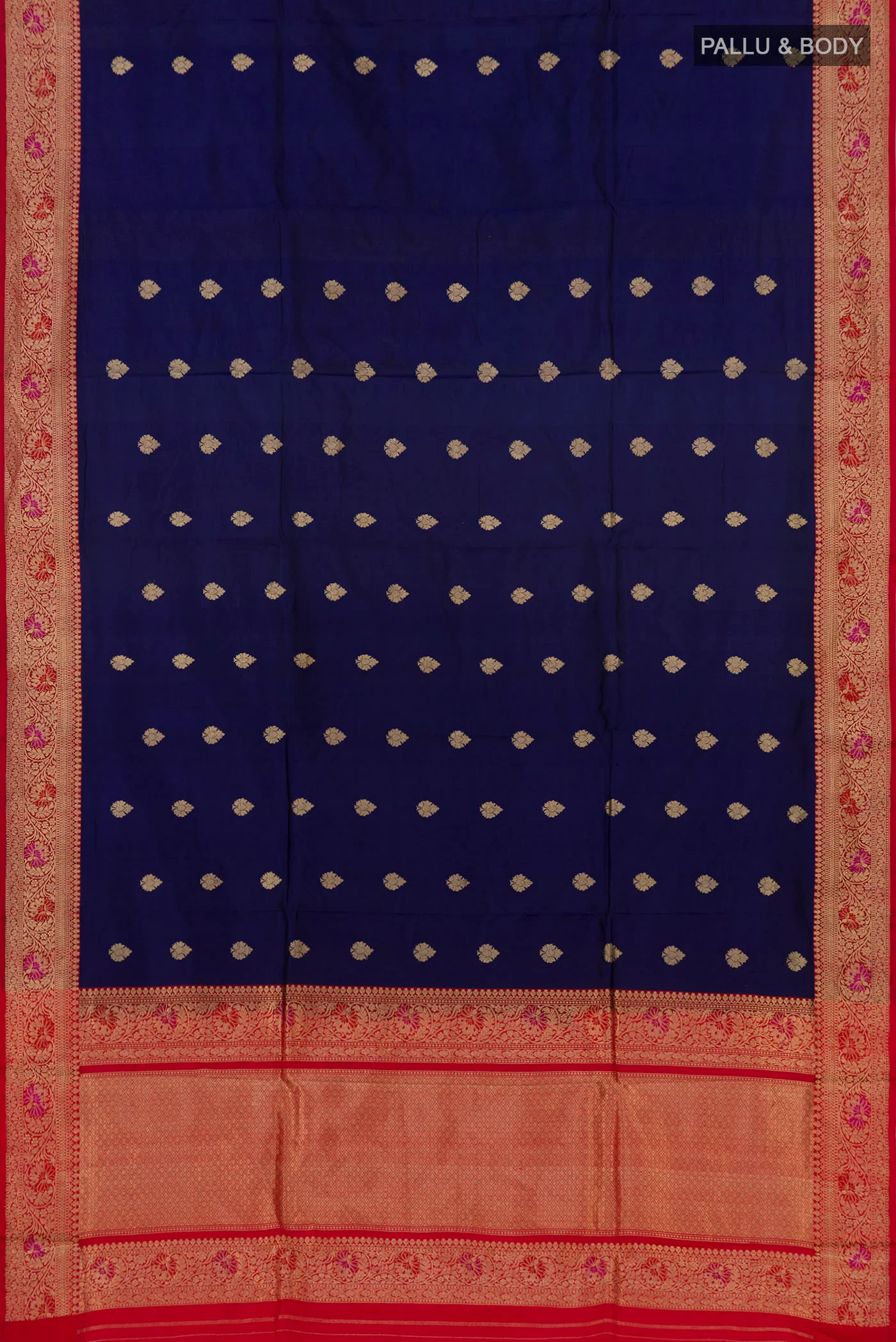 Navy Blue Banarasi Katan Silk Saree - Image 5