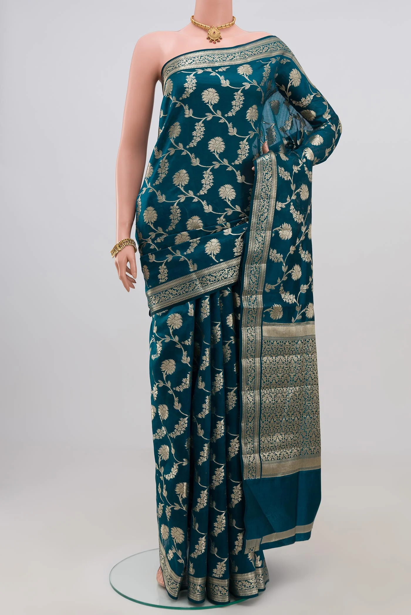 Blue Banarasi Raw Silk Saree