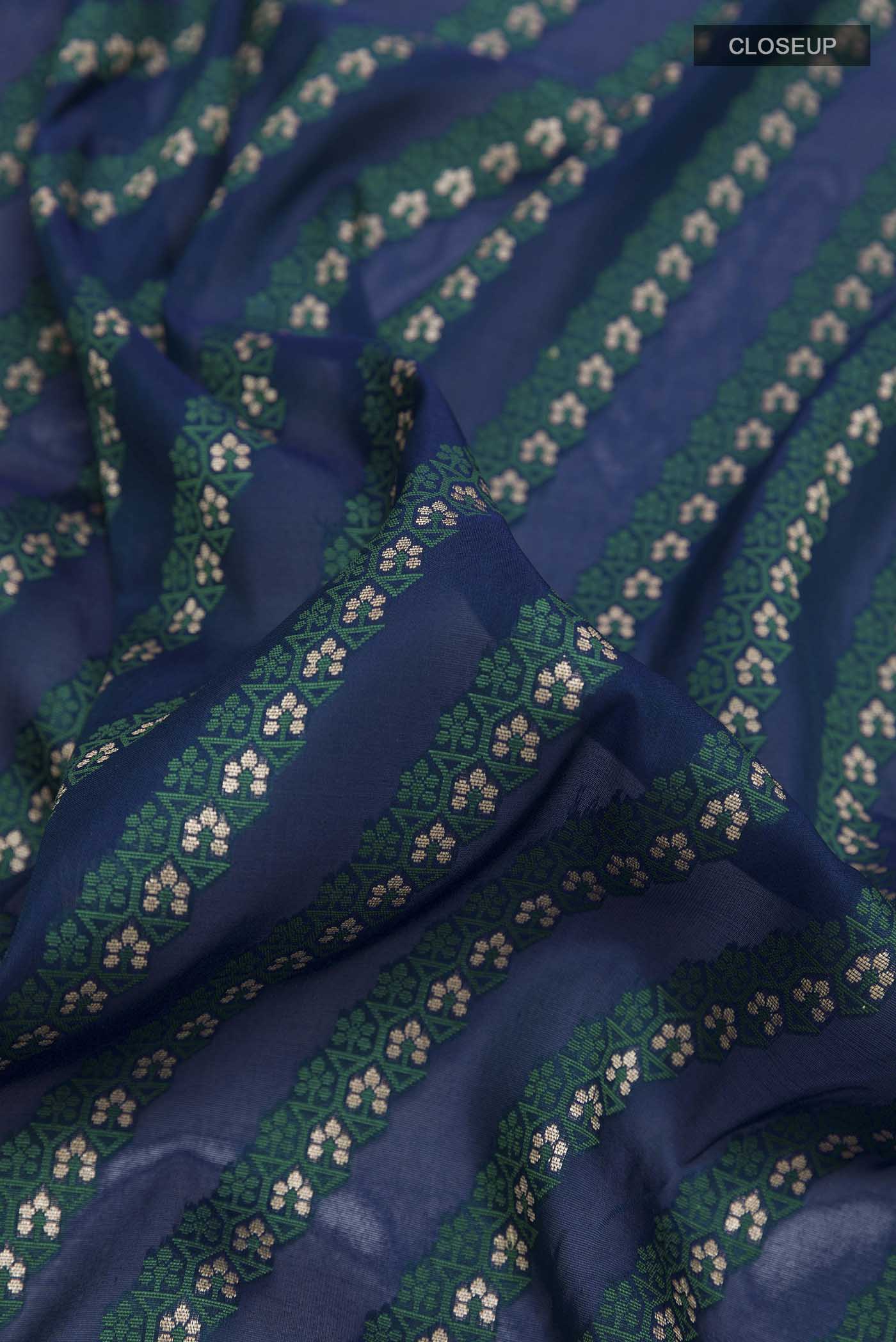 Blue Banarasi Silk Saree - Image 2