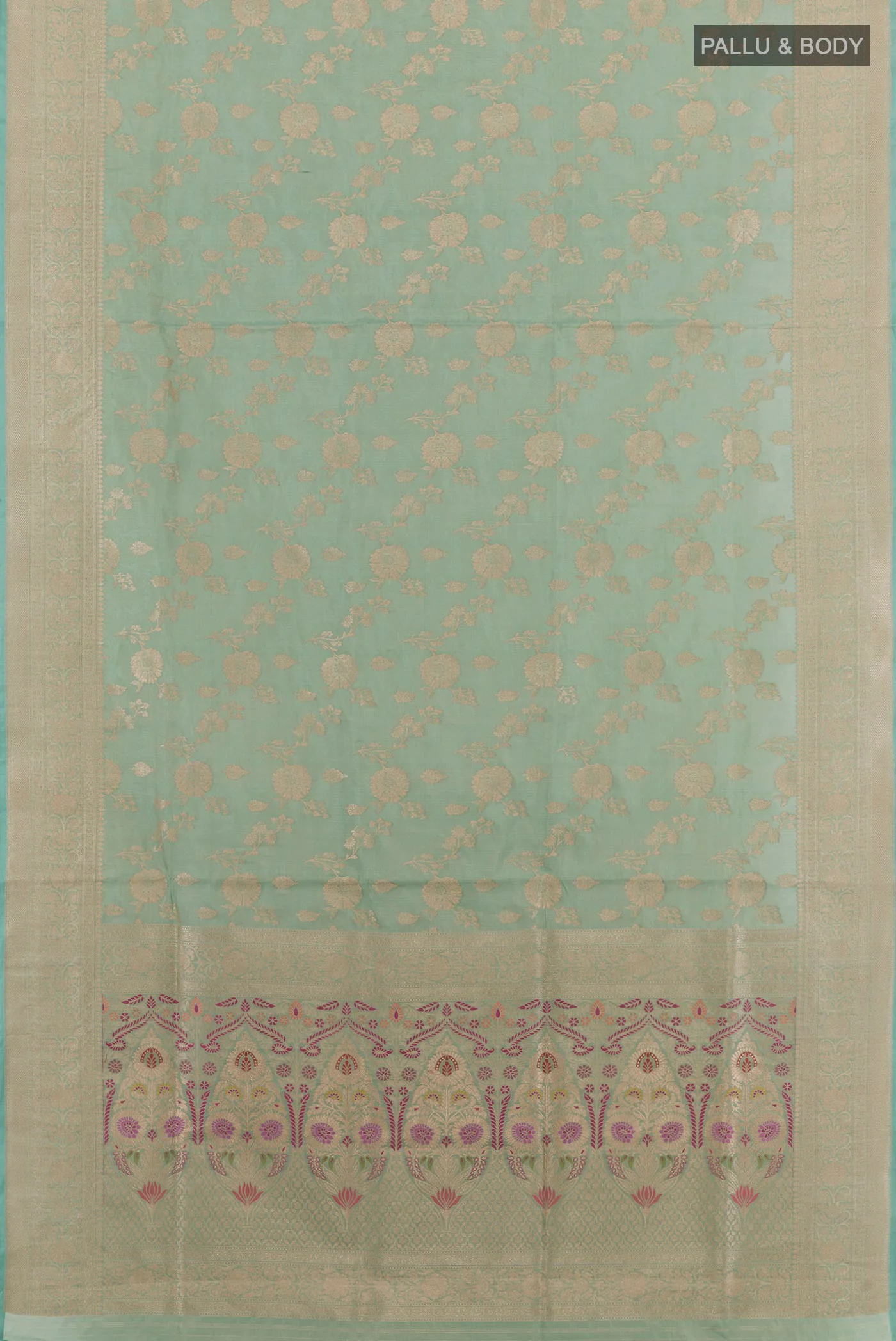 Light Blue Banarasi Silk Saree - Image 3