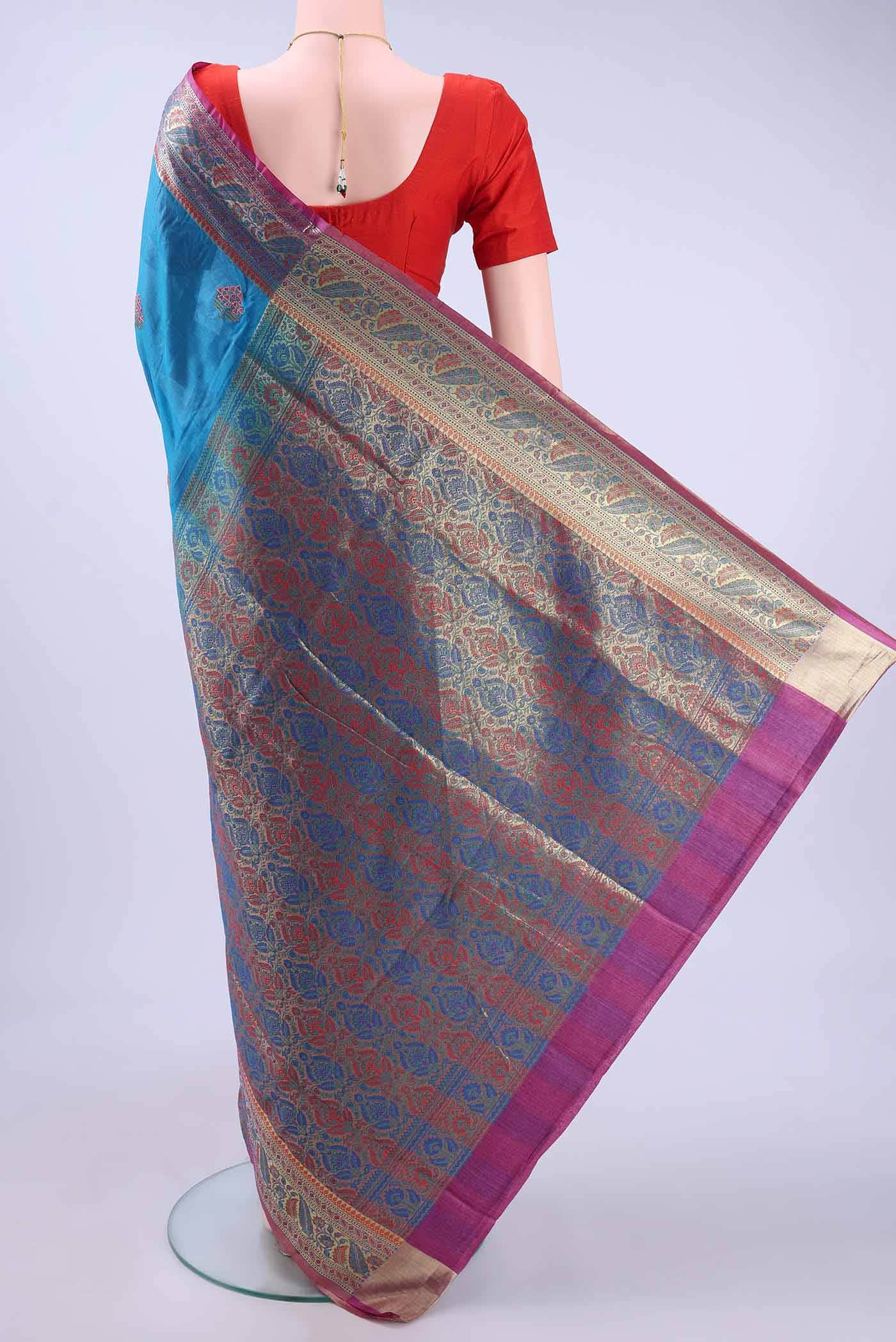 Blue Banarasi Silk Saree - Image 2