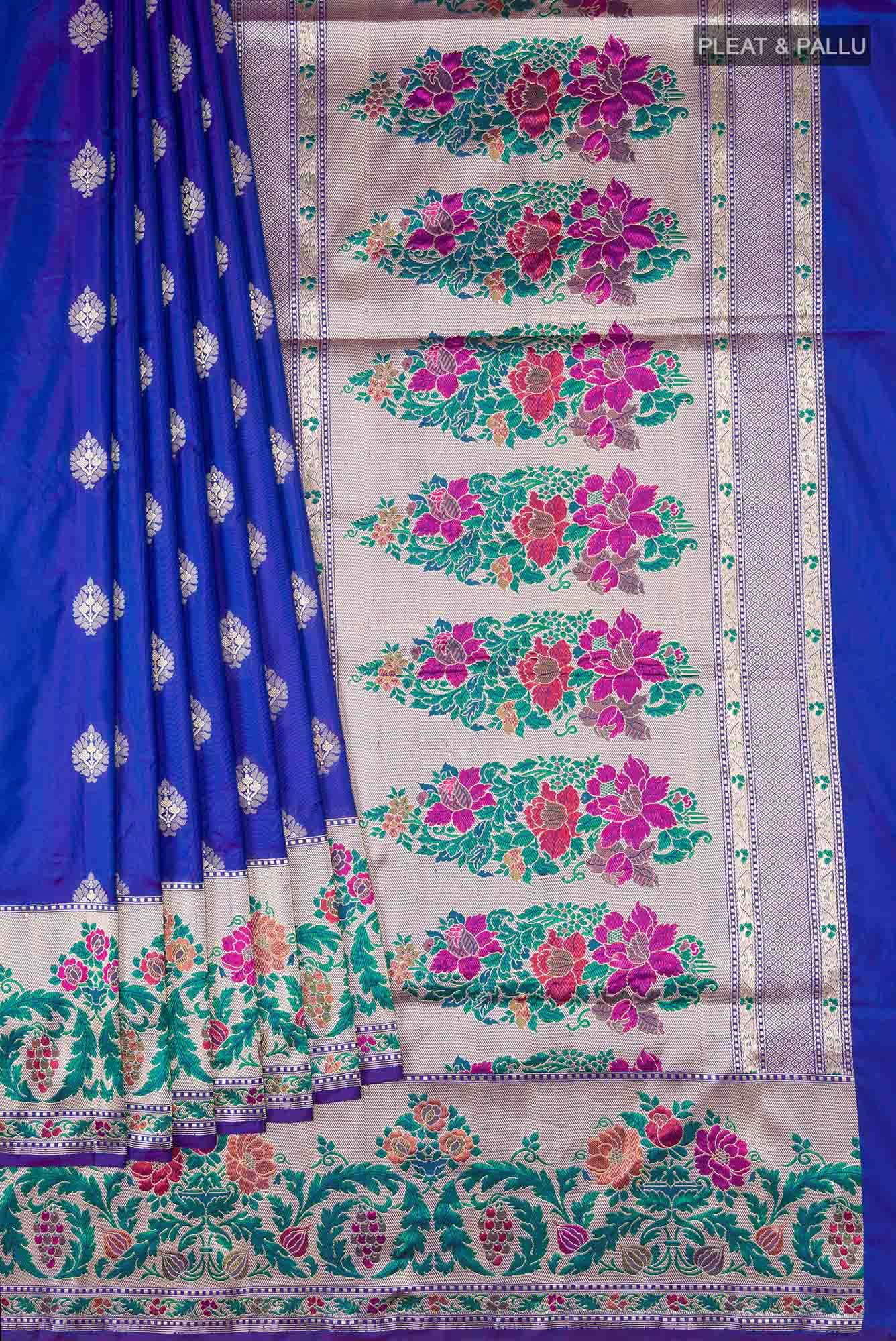 Blue Banarasi Silk Saree - Image 2