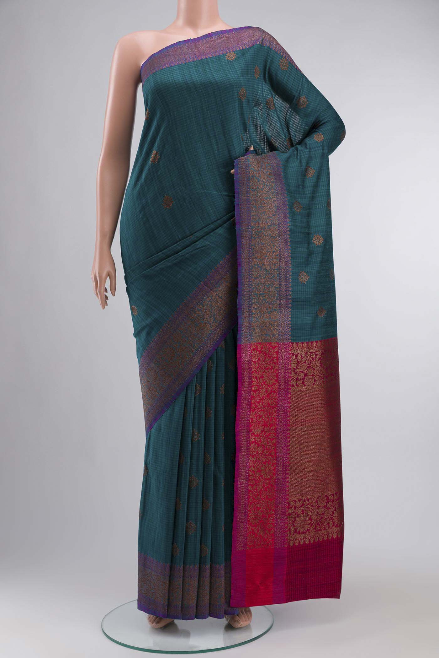 Blue Banarasi Tussar Silk Saree