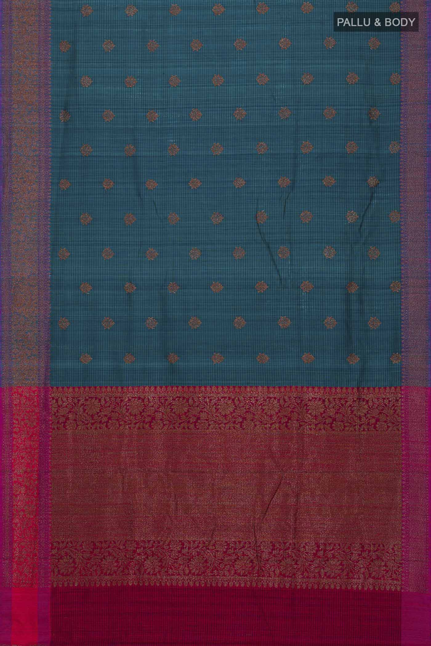 Blue Banarasi Tussar Silk Saree - Image 5