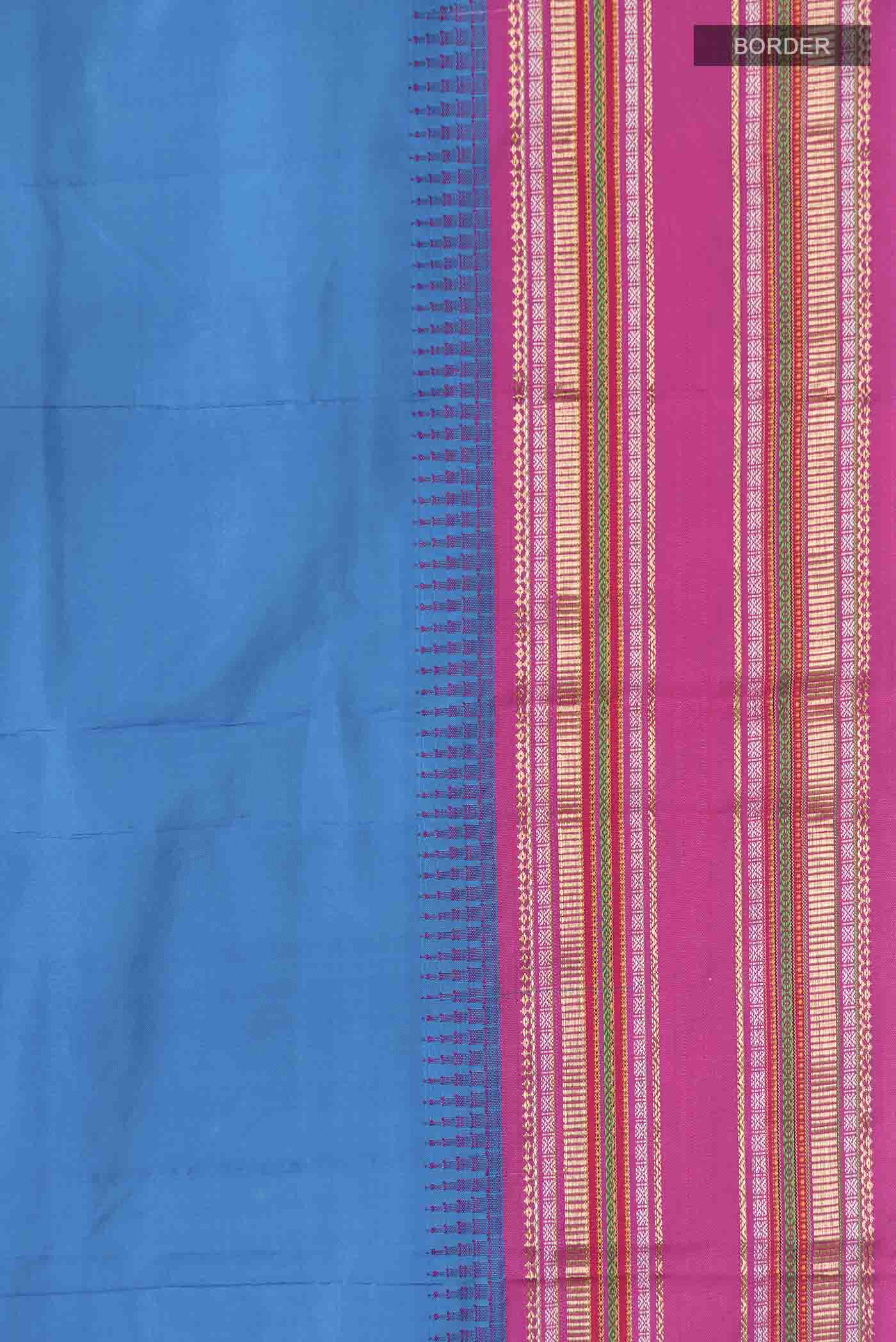 Blue Bangalore Silk Saree - Image 3