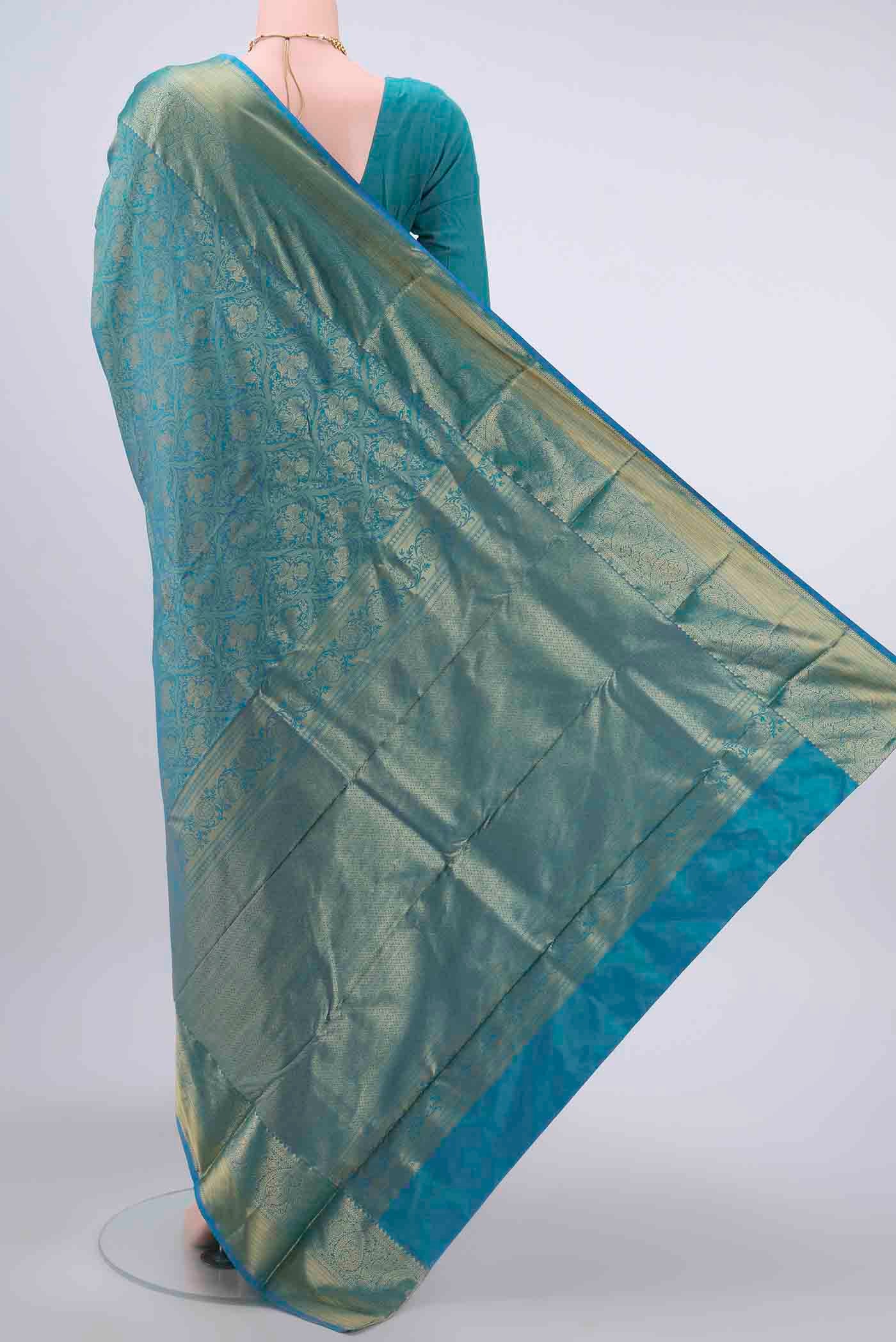 Blue Bangalore Silk Saree - Image 3