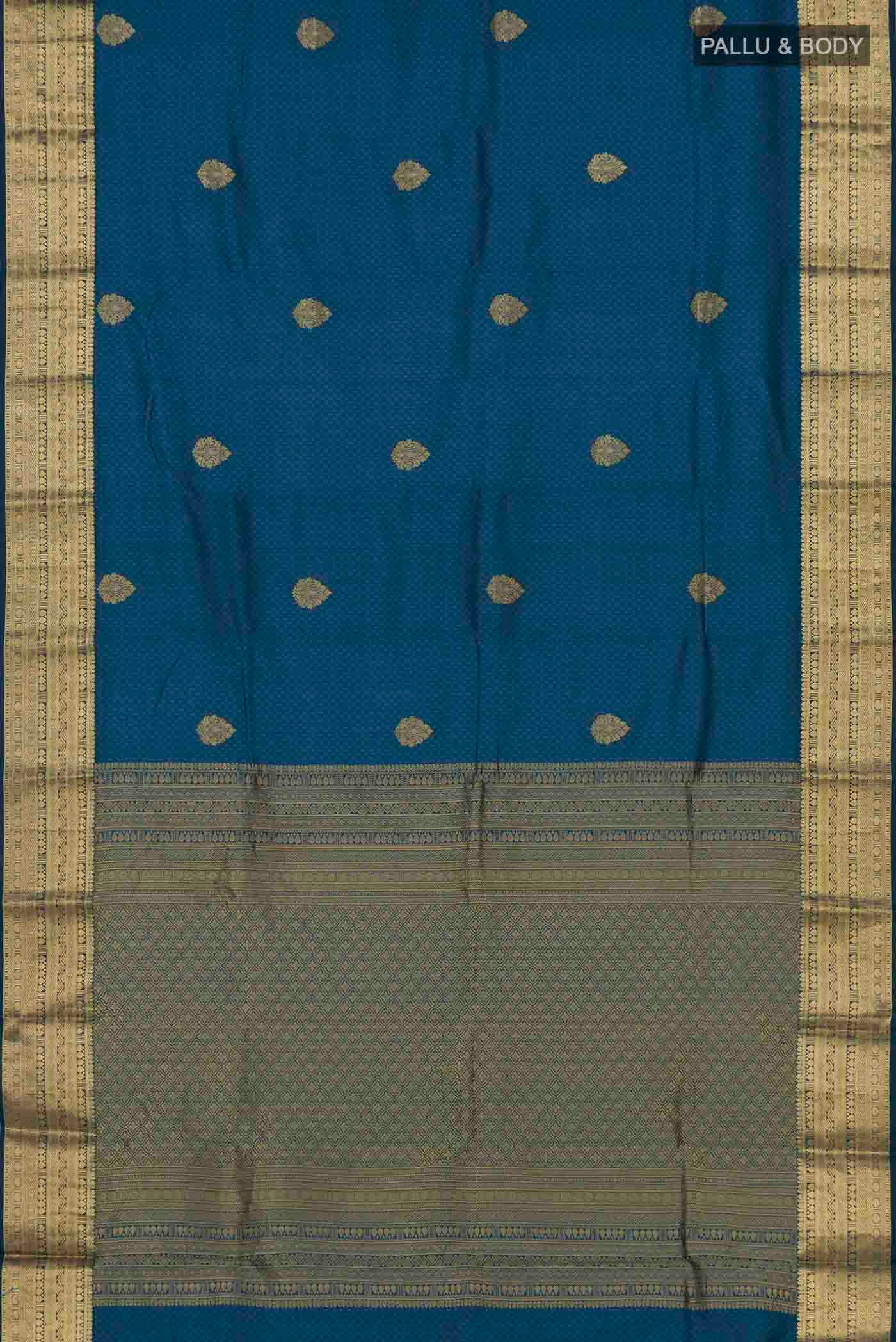 Blue Bangalore Silk Saree - Image 3