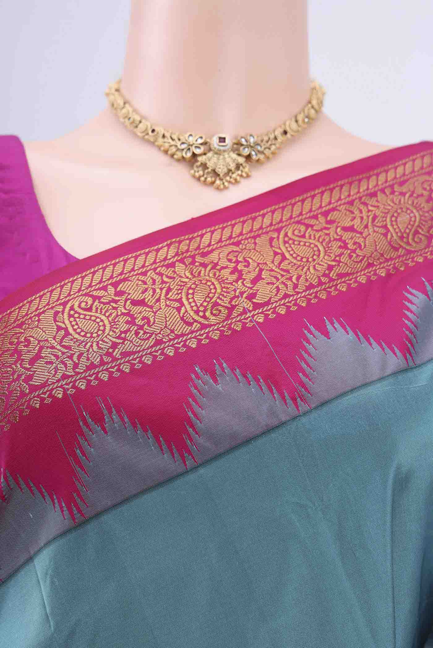Blue Bangalore Silk Saree - Image 2
