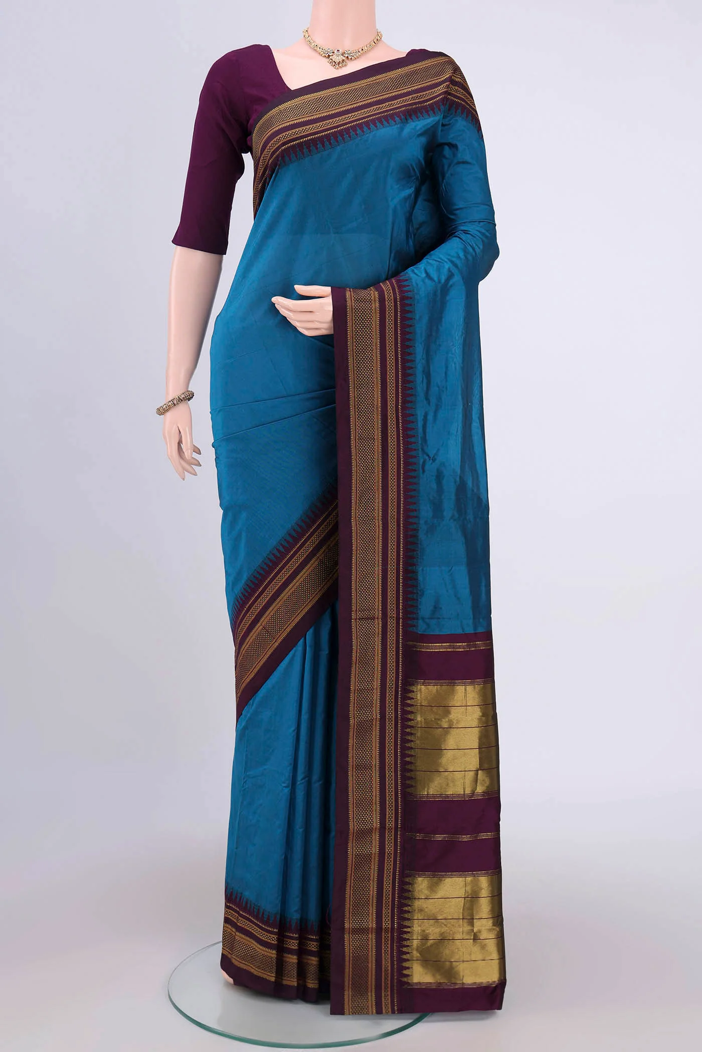 Blue Blended Bangalore Silk Saree
