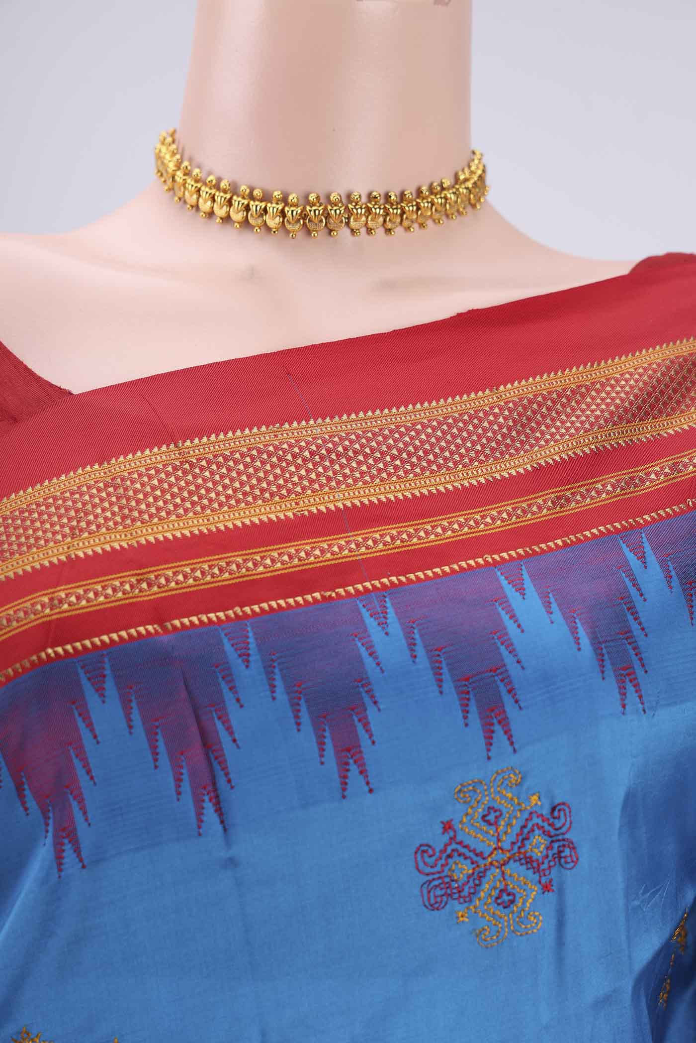 Blue Bangalore Silk Saree - Image 2