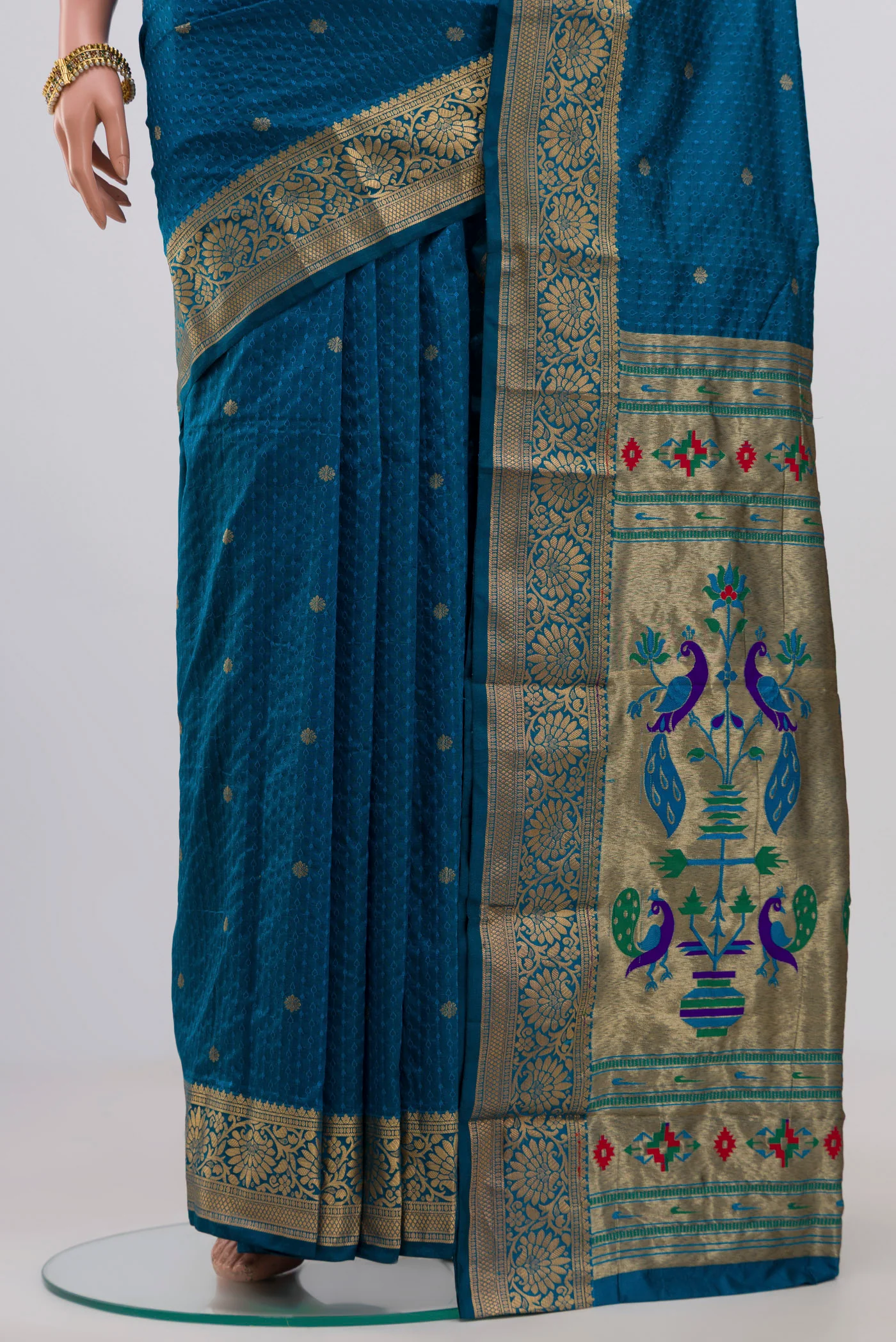 Blue Blended Bangalore Silk Saree - Image 3
