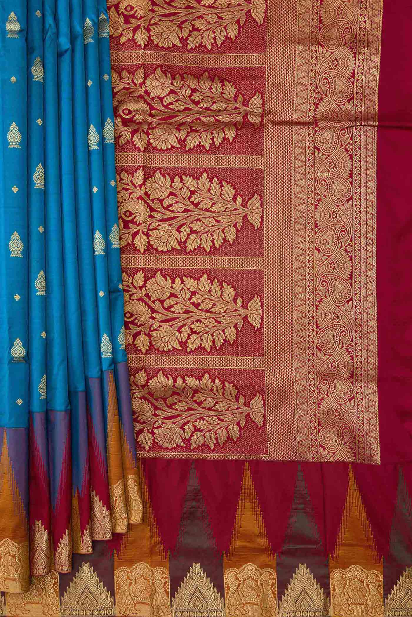 Blue Bangalore Silk Saree - Image 4