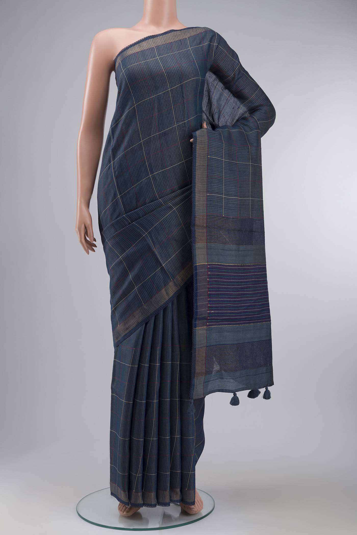 Blue Bhagalpuri Tussar Silk Saree