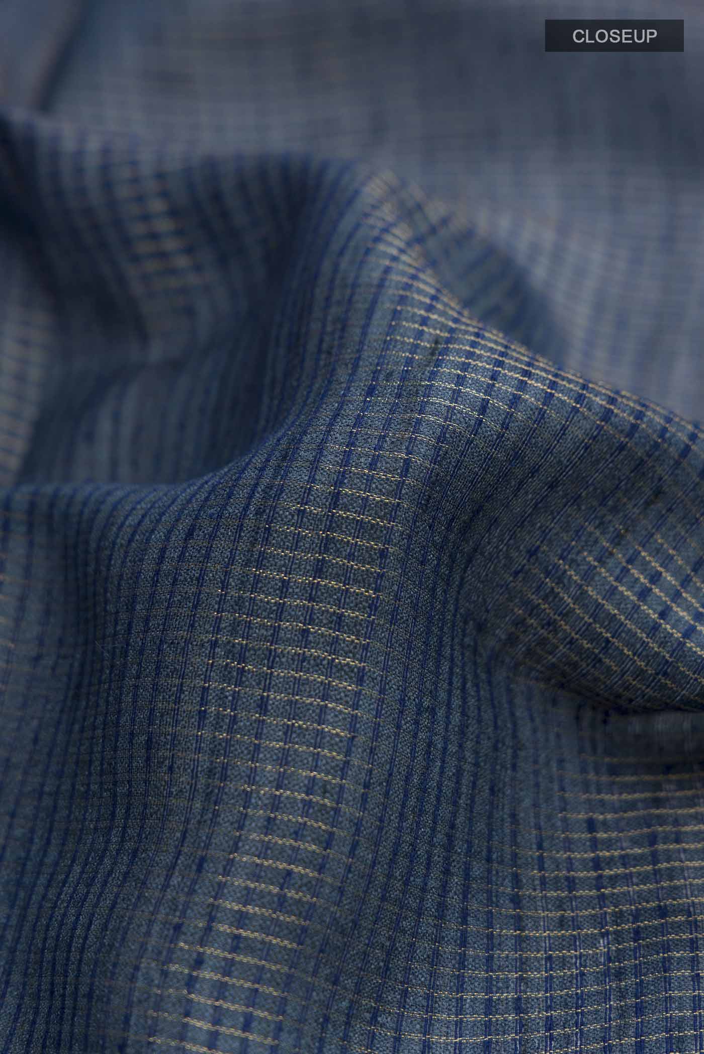 Blue Bhagalpuri Tussar Silk Saree - Image 2