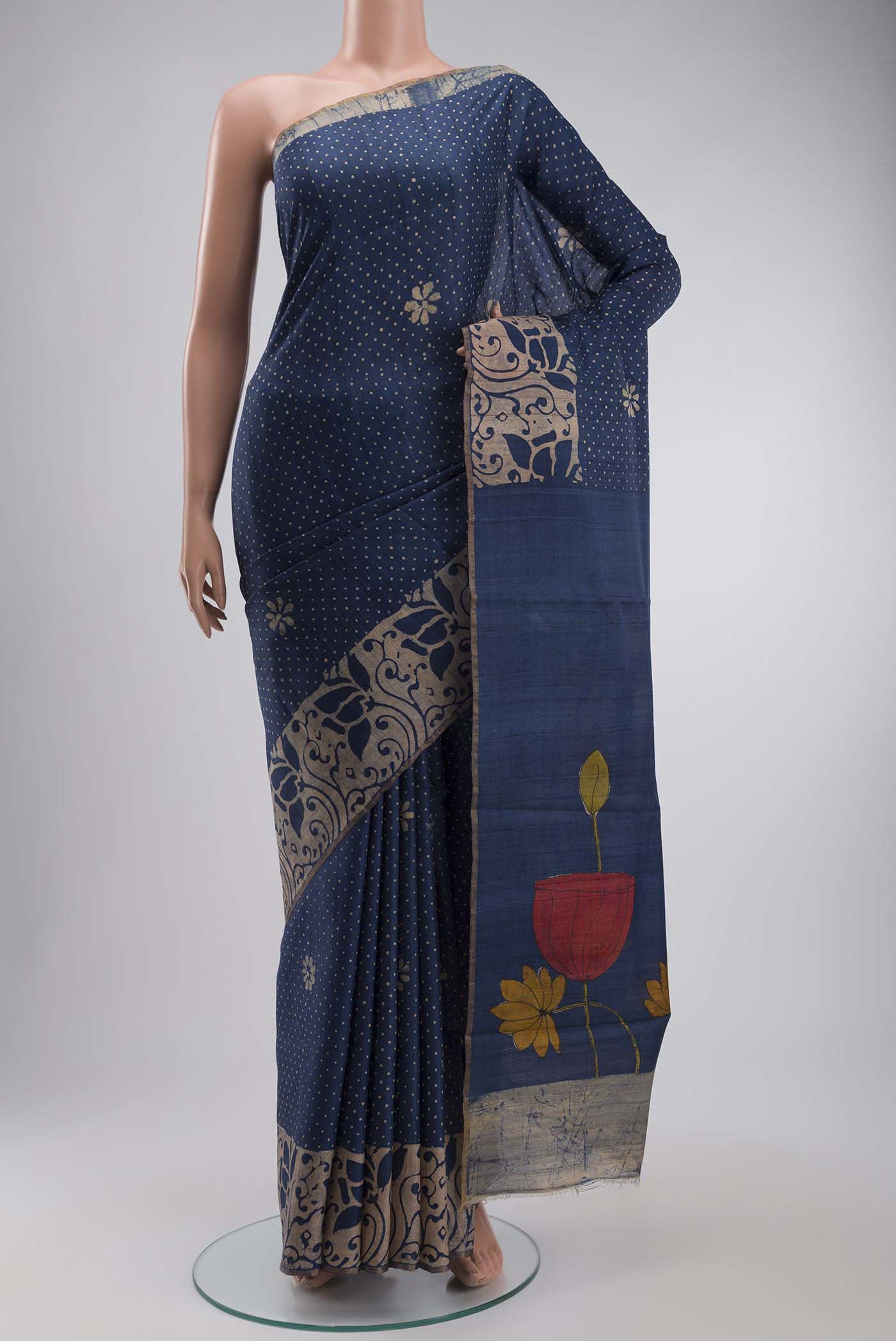 Blue Bhagalpuri Tussar Silk Saree