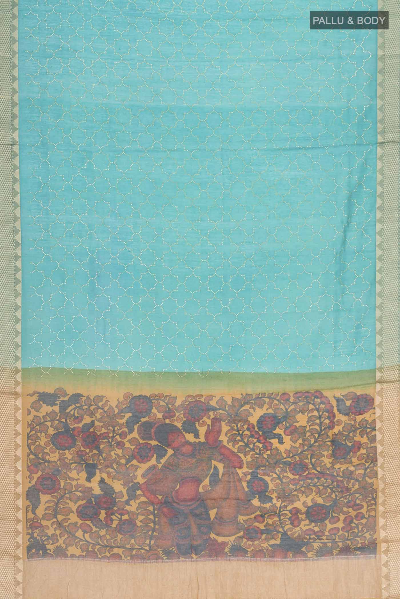 Blue Bhagalpuri Tussar Silk Saree - Image 5