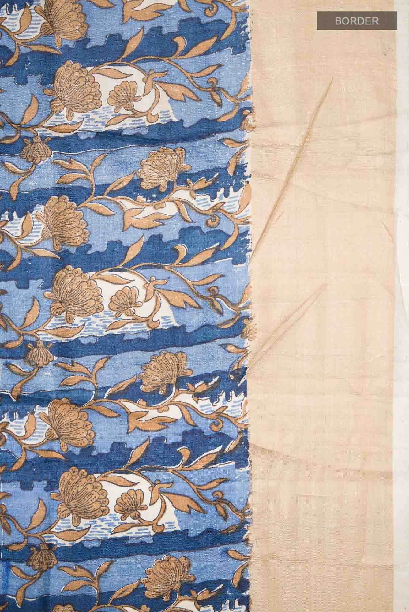 Blue Bhagalpuri Tussar Silk Saree - Image 4