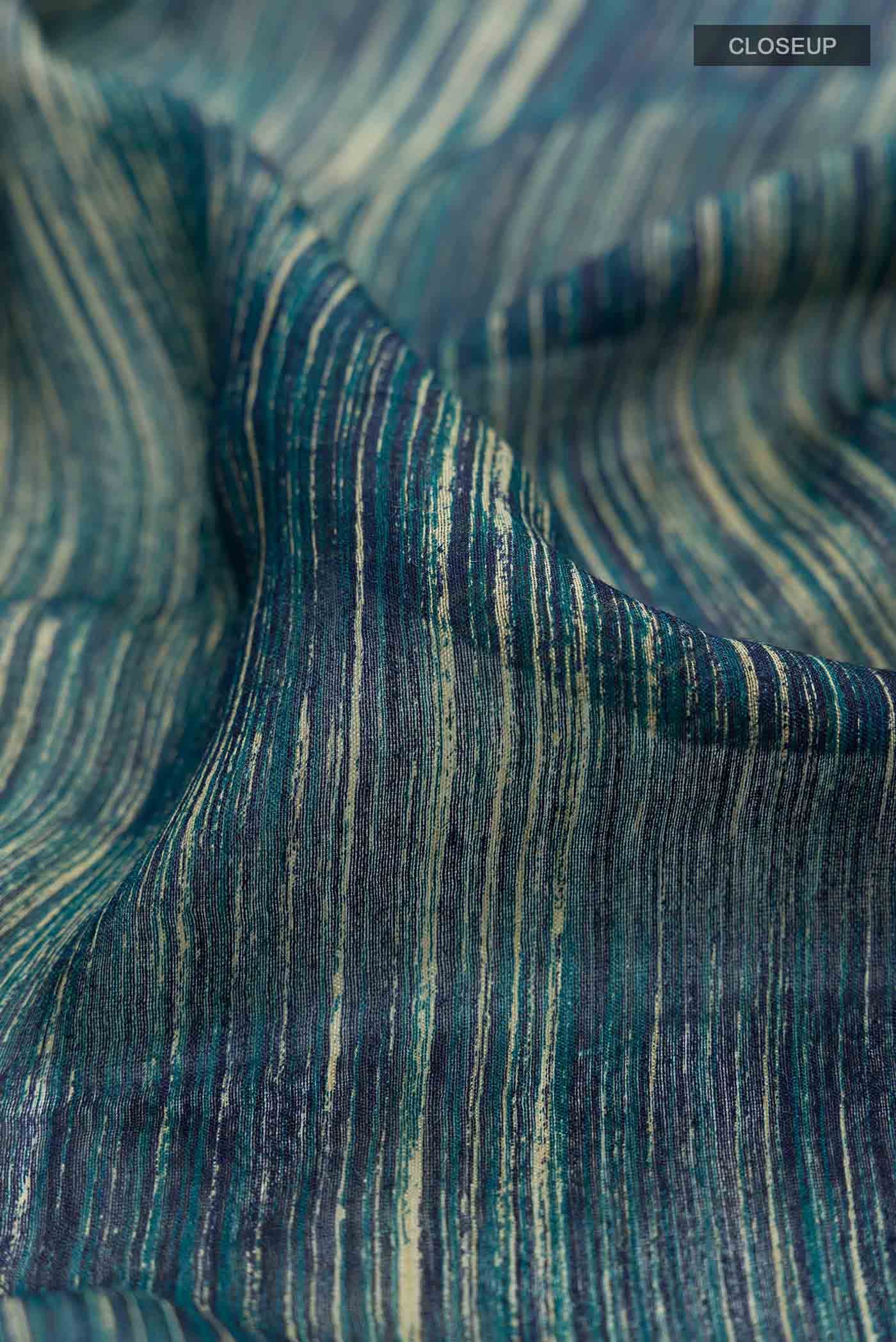 Blue Bhagalpuri Tussar Silk Saree - Image 2