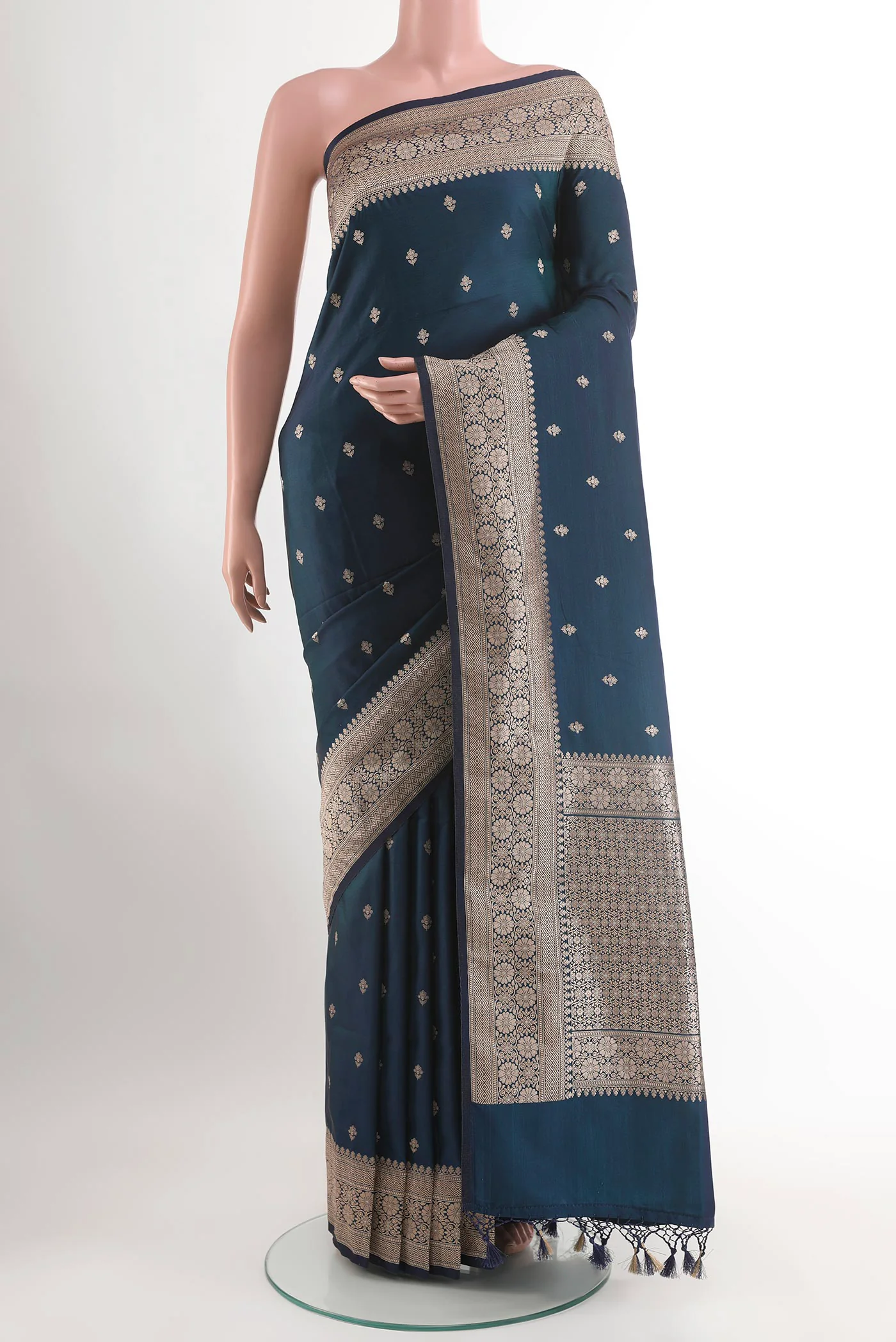 Blue Blended Banarasi Silk Saree
