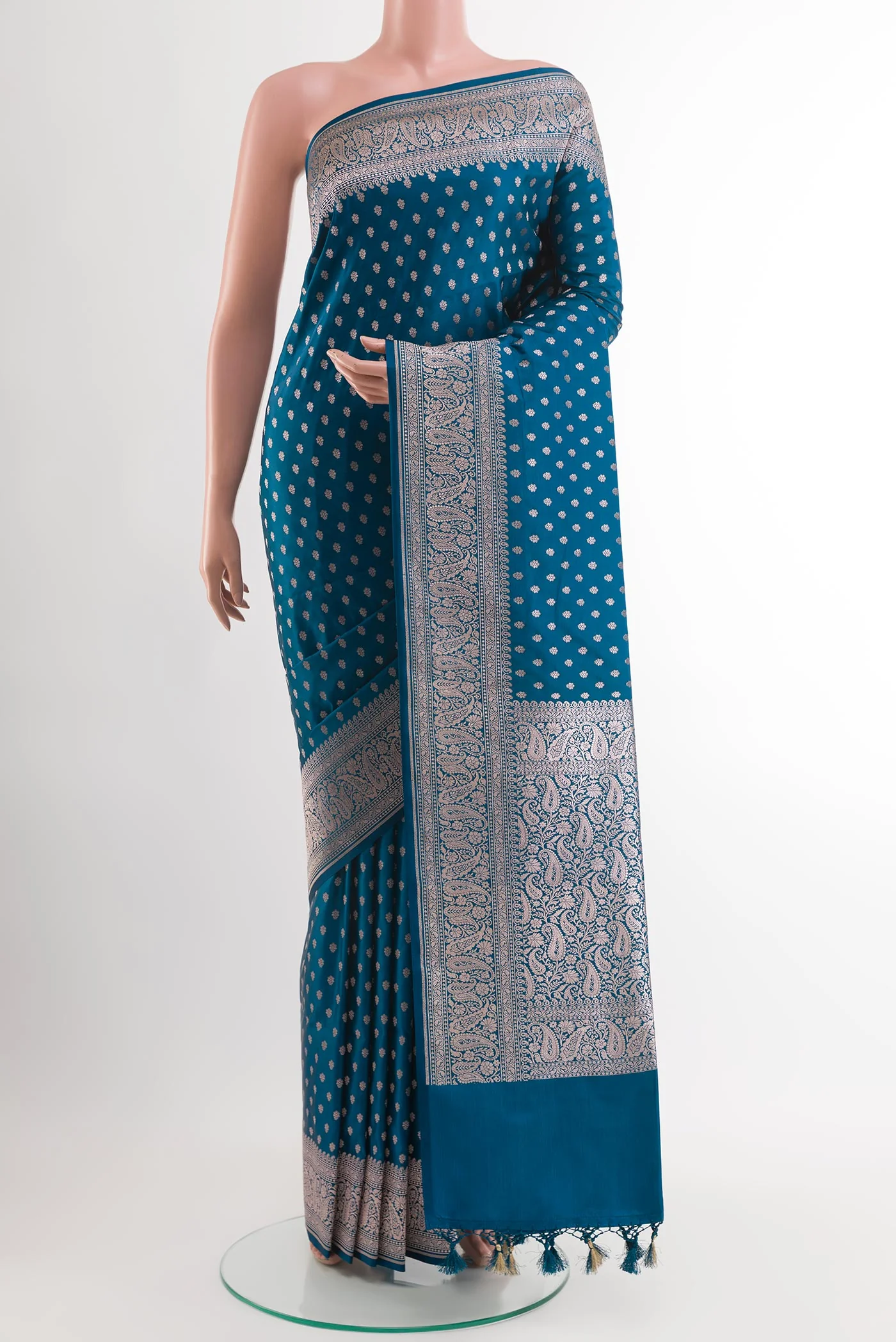 Blue Blended Banarasi Silk Saree