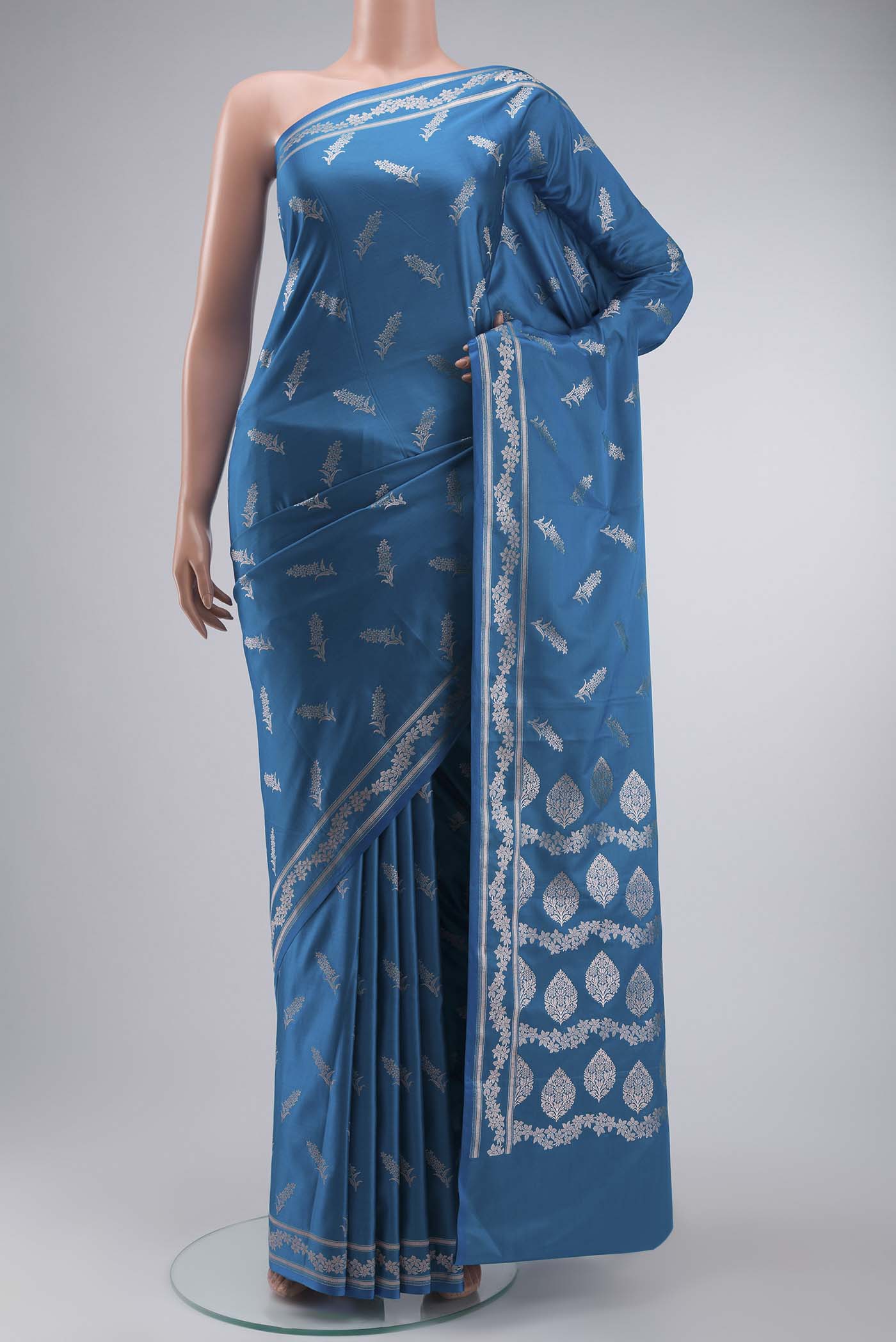 Blue Blended Banarasi Silk Saree