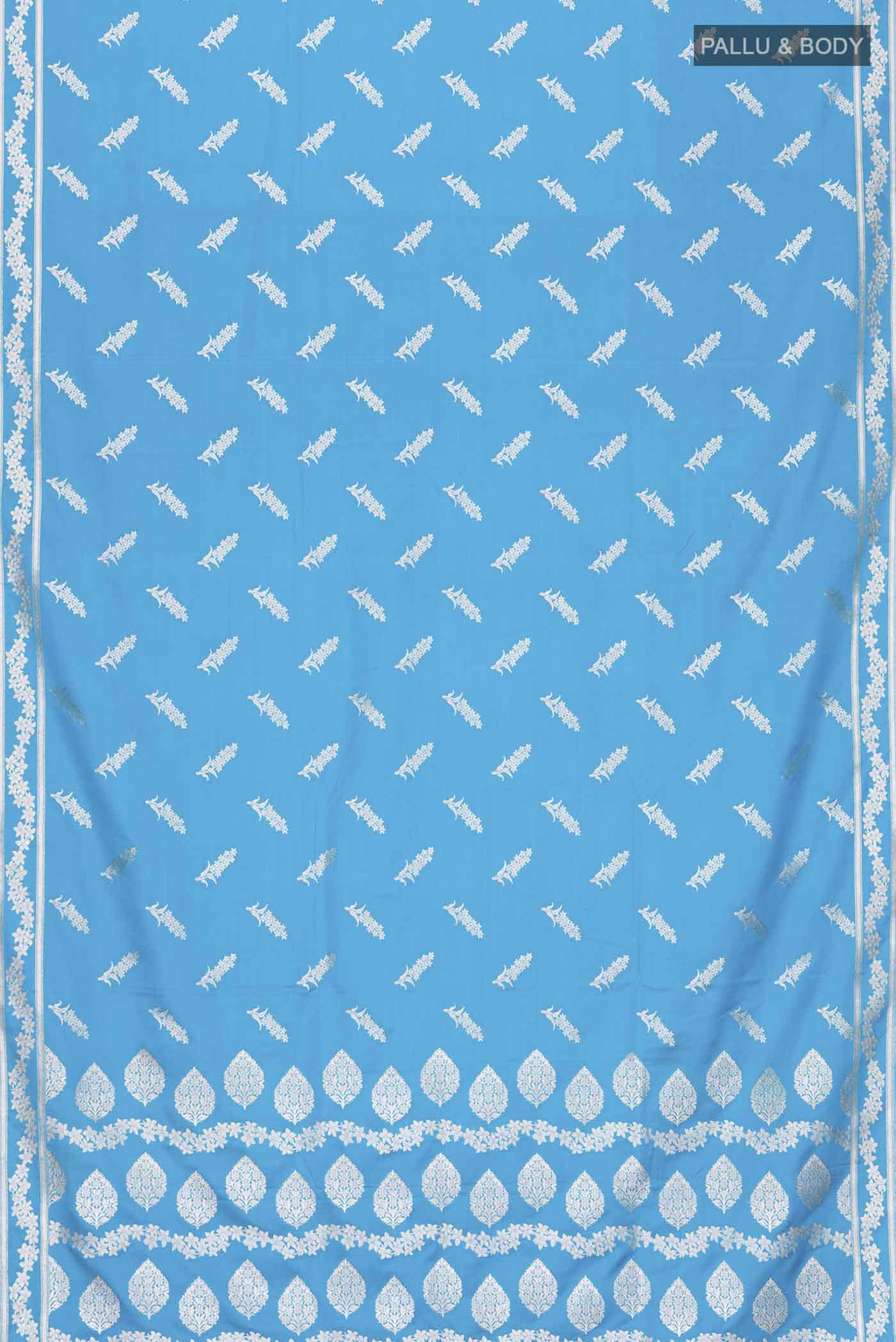 Blue Blended Banarasi Silk Saree - Image 3
