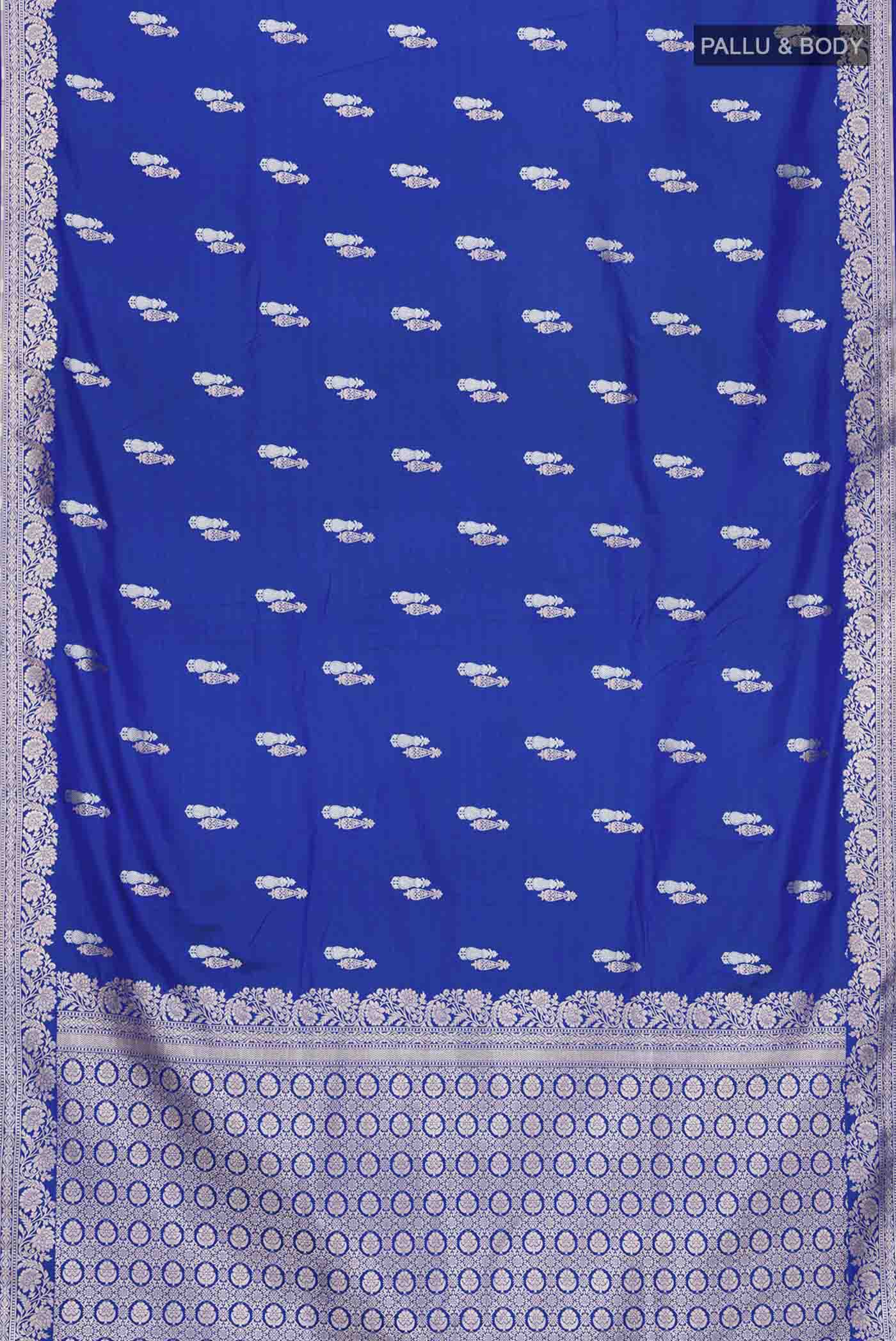 Blue Blended Banarasi Silk Saree - Image 3