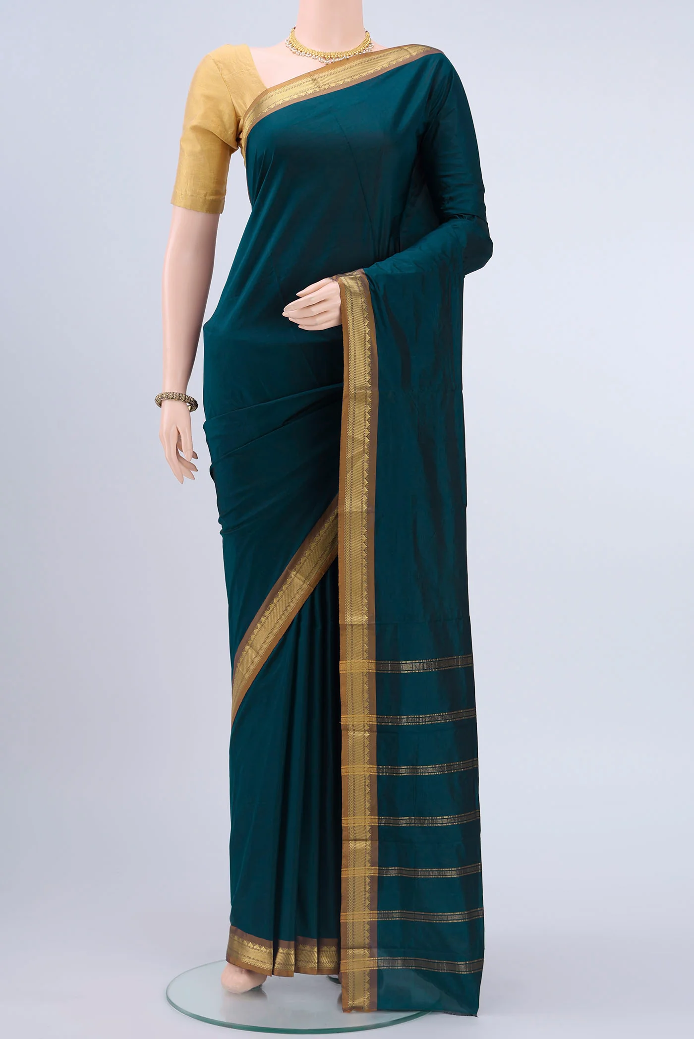 Blue Blended Bangalore Silk Saree