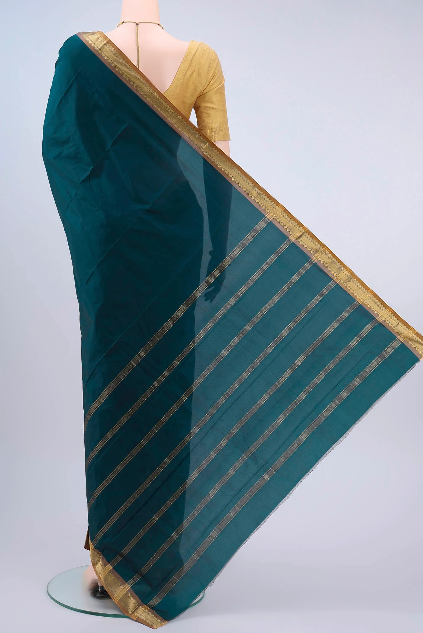Blue Blended Bangalore Silk Saree - Image 3
