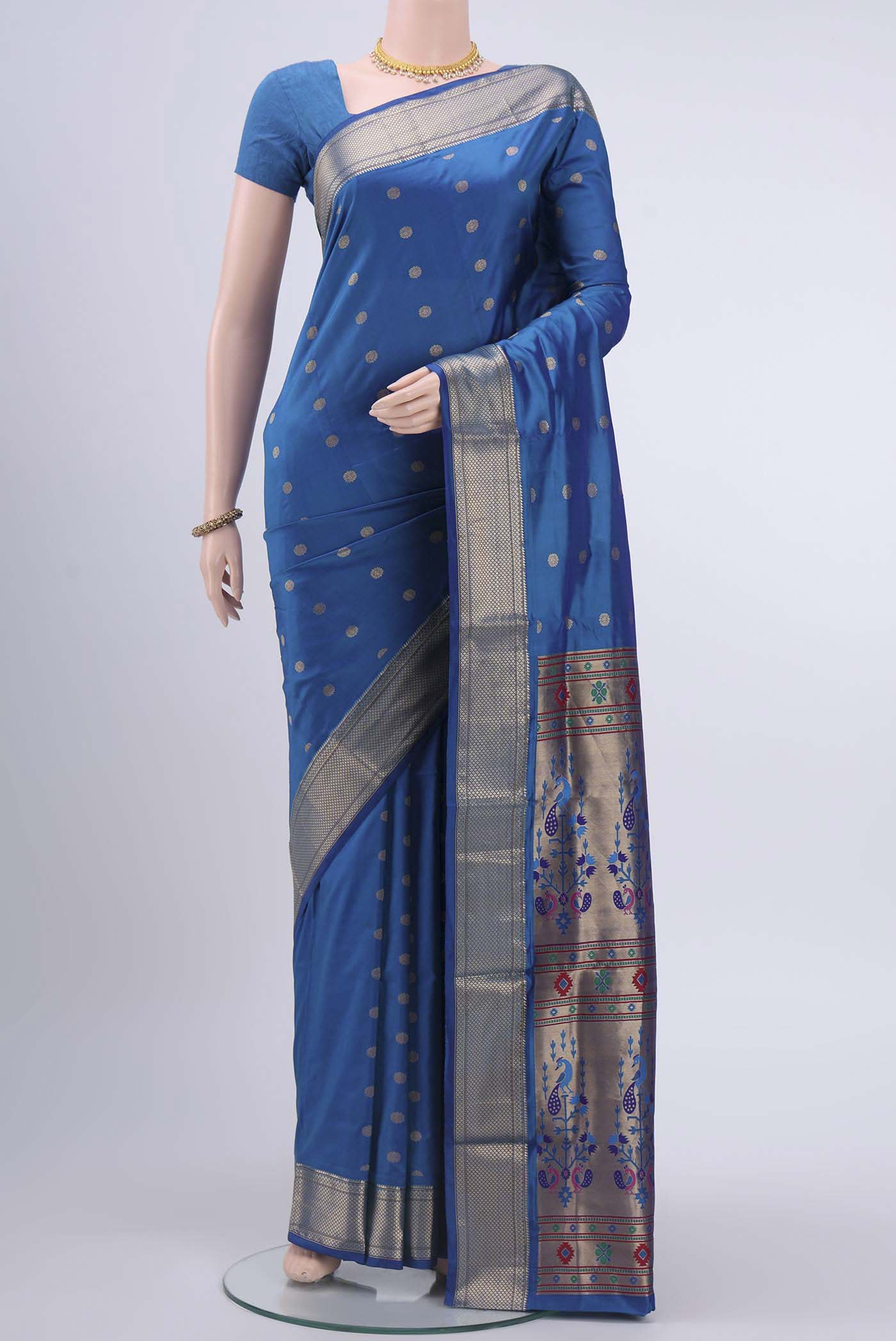 Blue Blended Bangalore Silk Saree