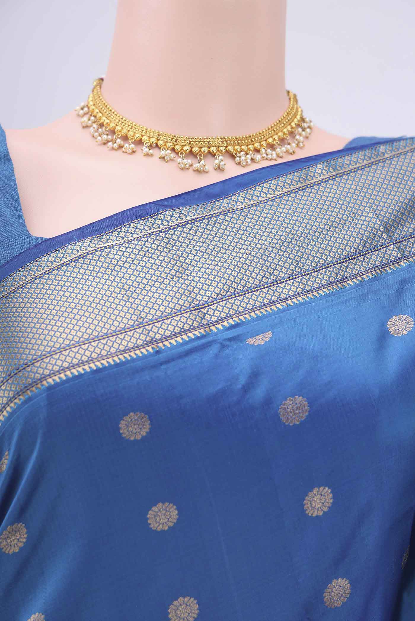 Blue Blended Bangalore Silk Saree - Image 2