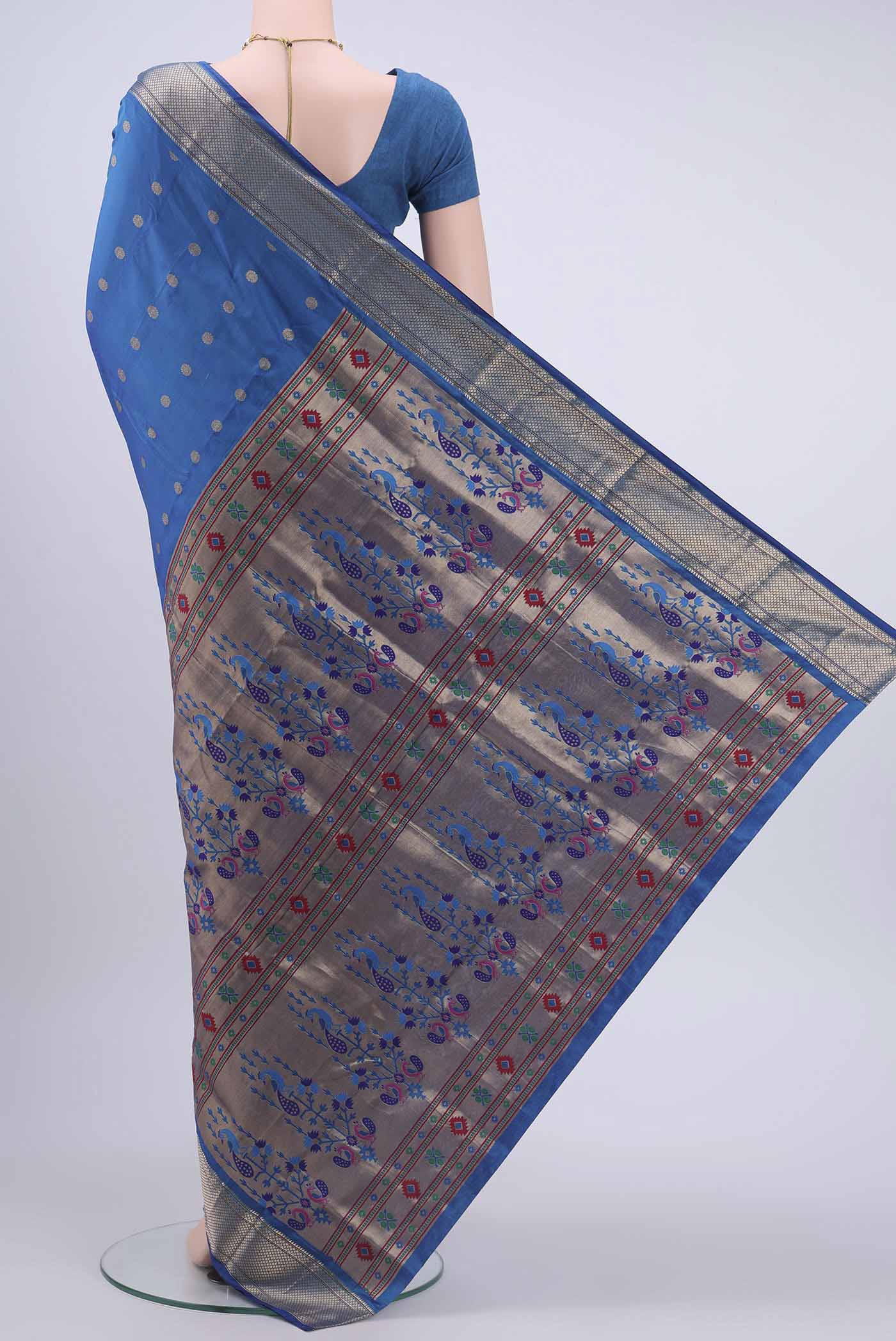 Blue Blended Bangalore Silk Saree - Image 3