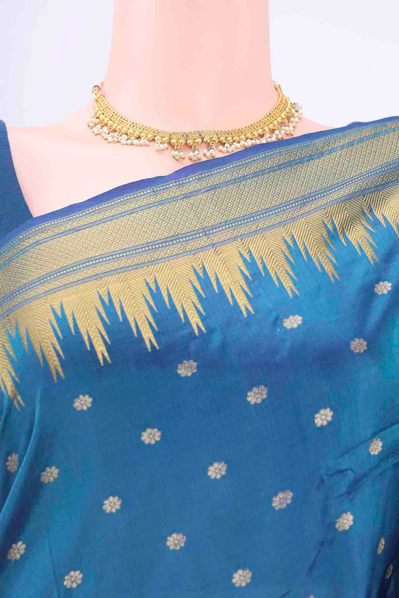 Blue Blended Bangalore Silk Saree - Image 2