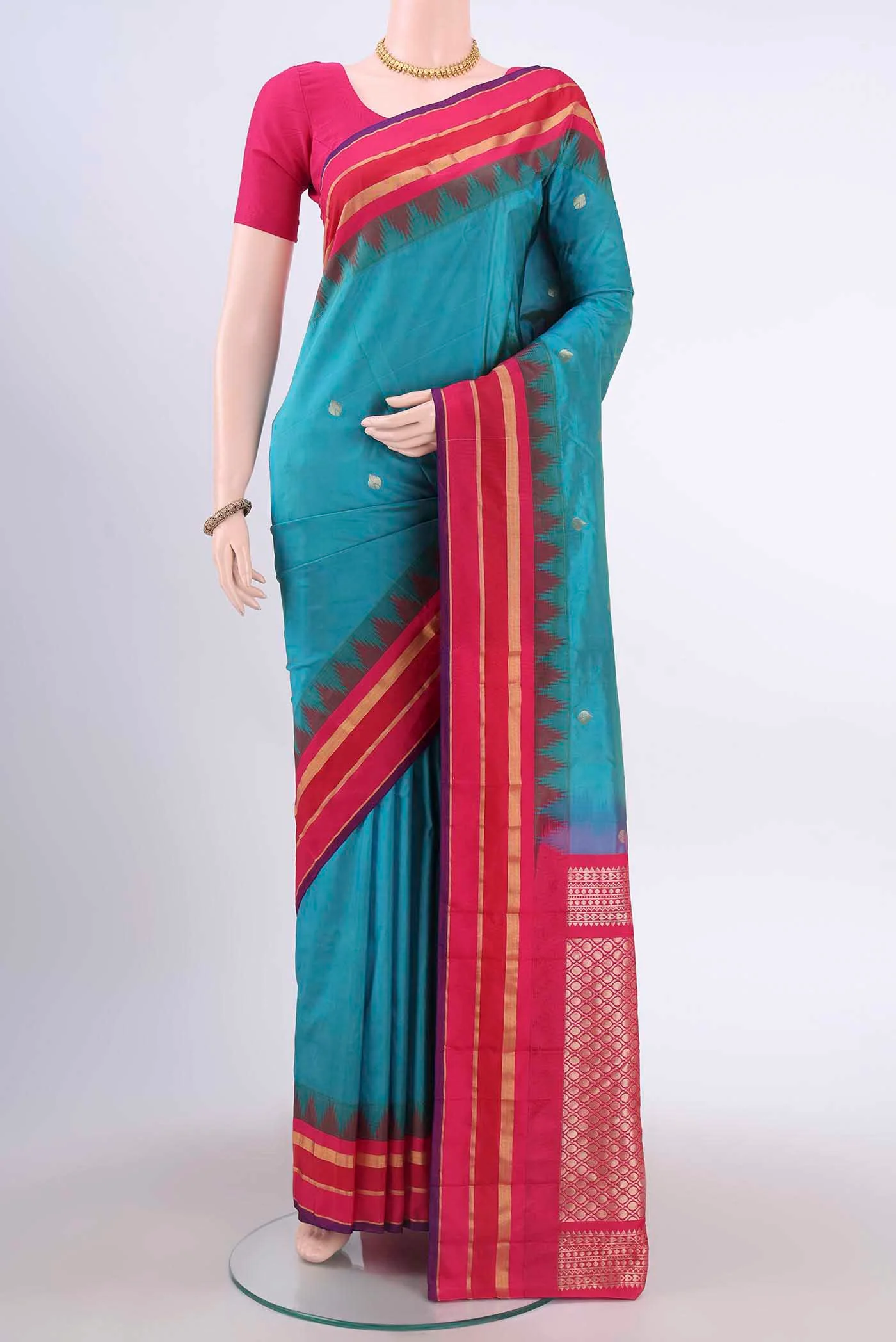 Blue Blended Bangalore Silk Saree
