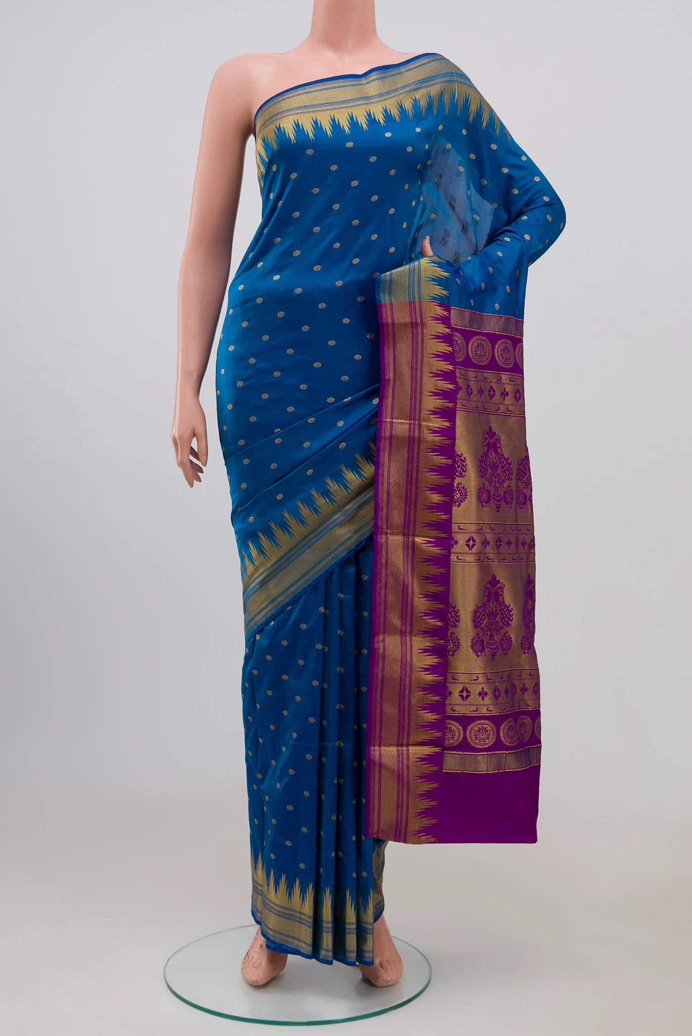 Blue Blended Bangalore Silk Saree