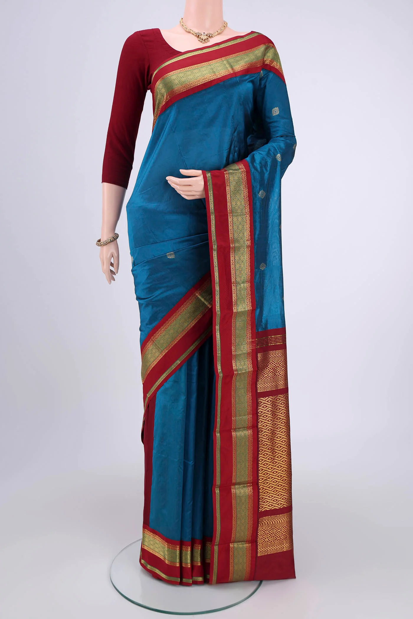 Blue Blended Bangalore Silk Saree