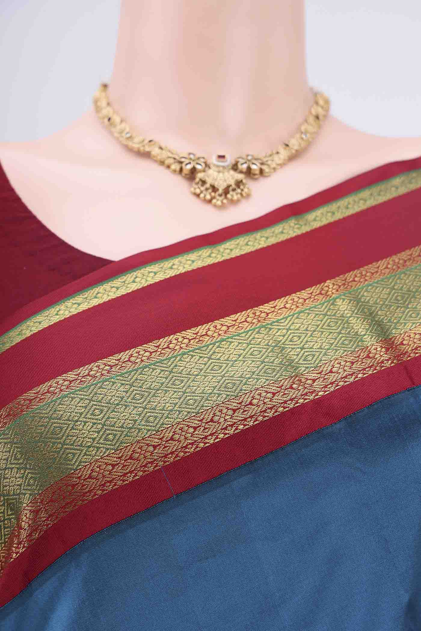 Blue Blended Bangalore Silk Saree - Image 2